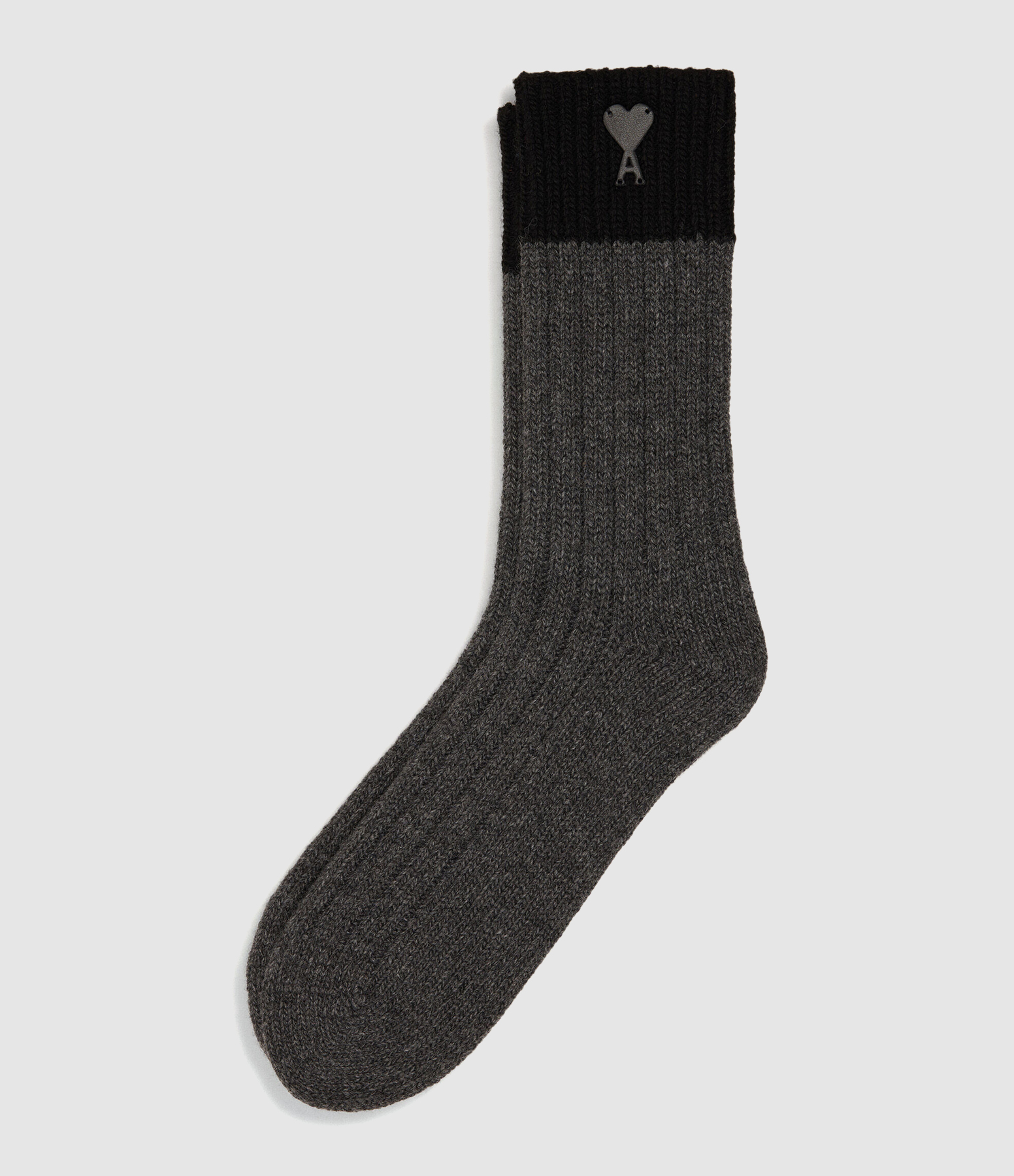 Chaussettes Wool With Ami De Coeur  Gris Carbone Noir