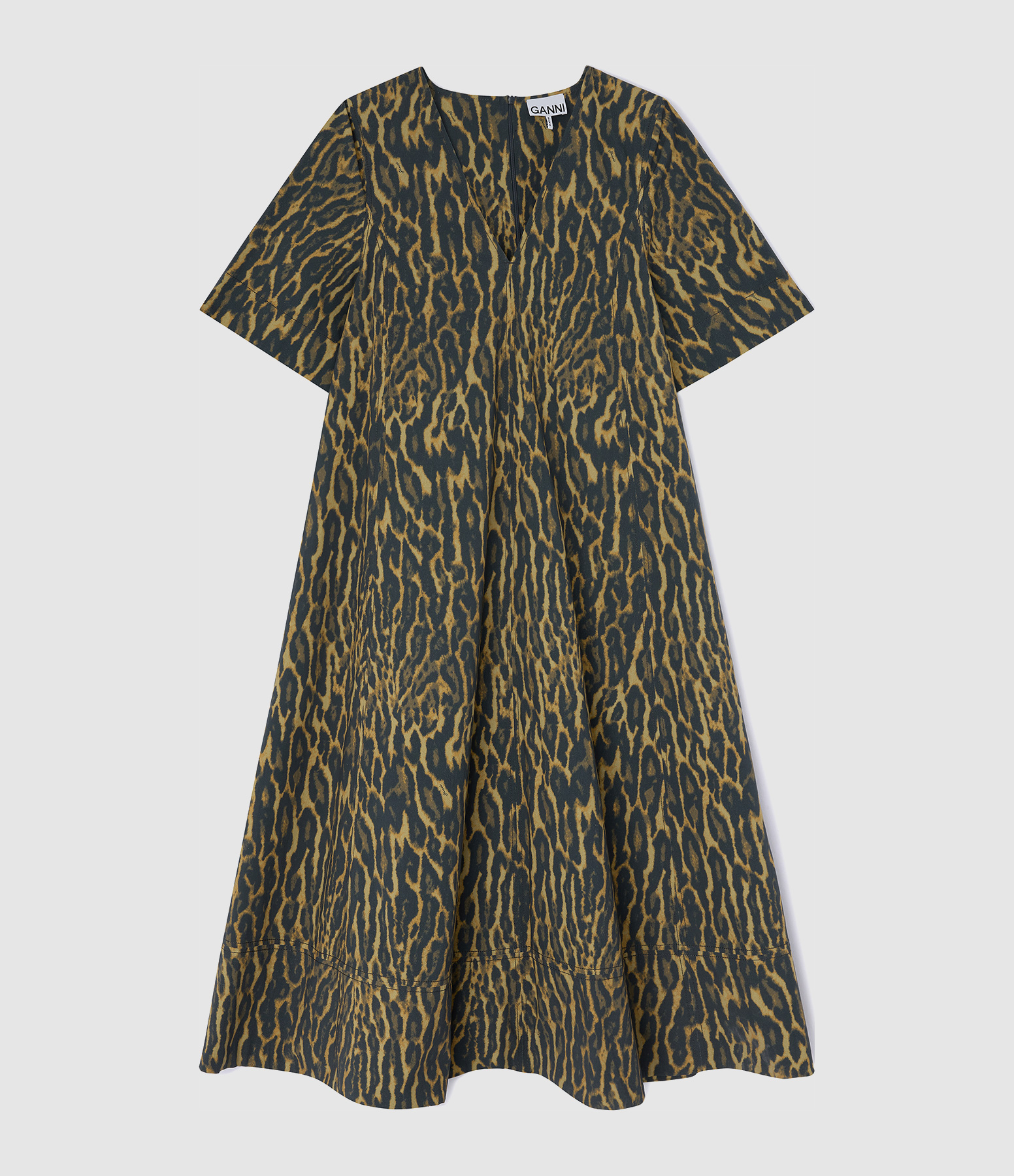 Robe Printed Stretch Cotton A-line Khaki