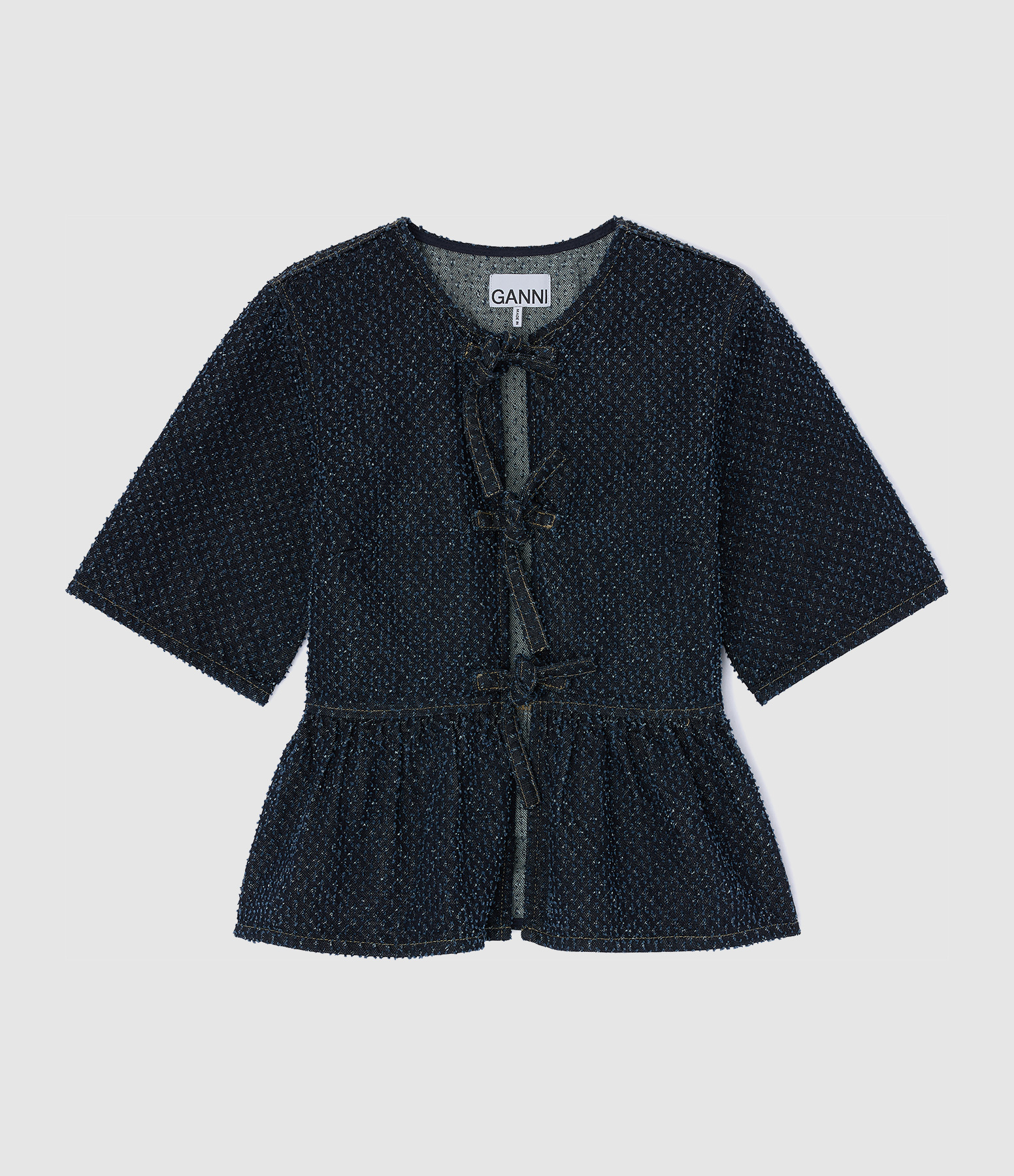 Blouse Tweed Denim Peplum Rinse