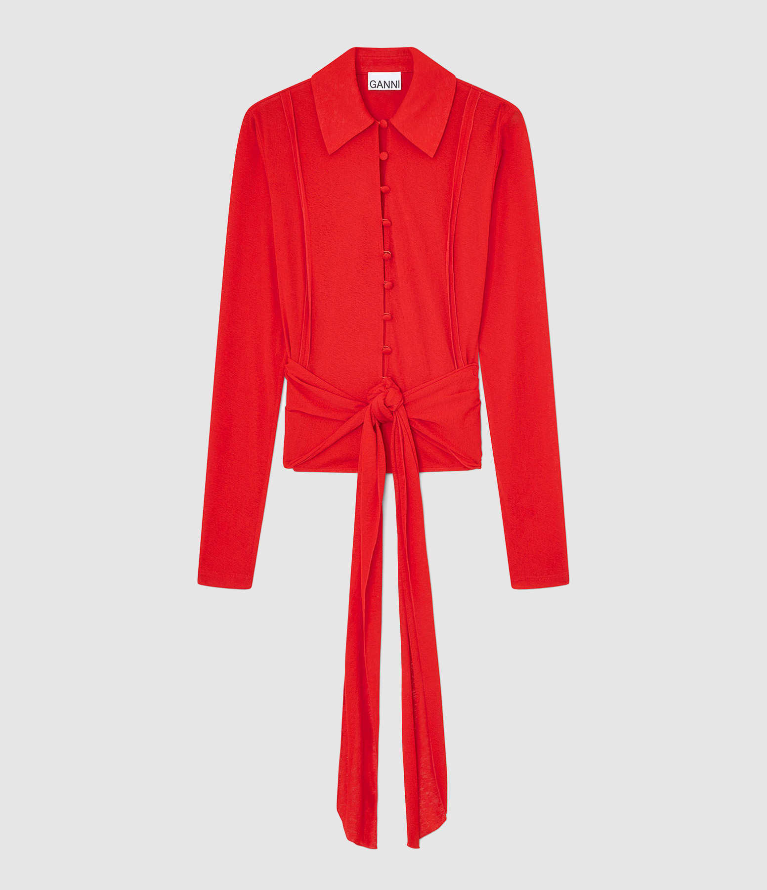 Blouse Marl Mesh Tie Goji Berry