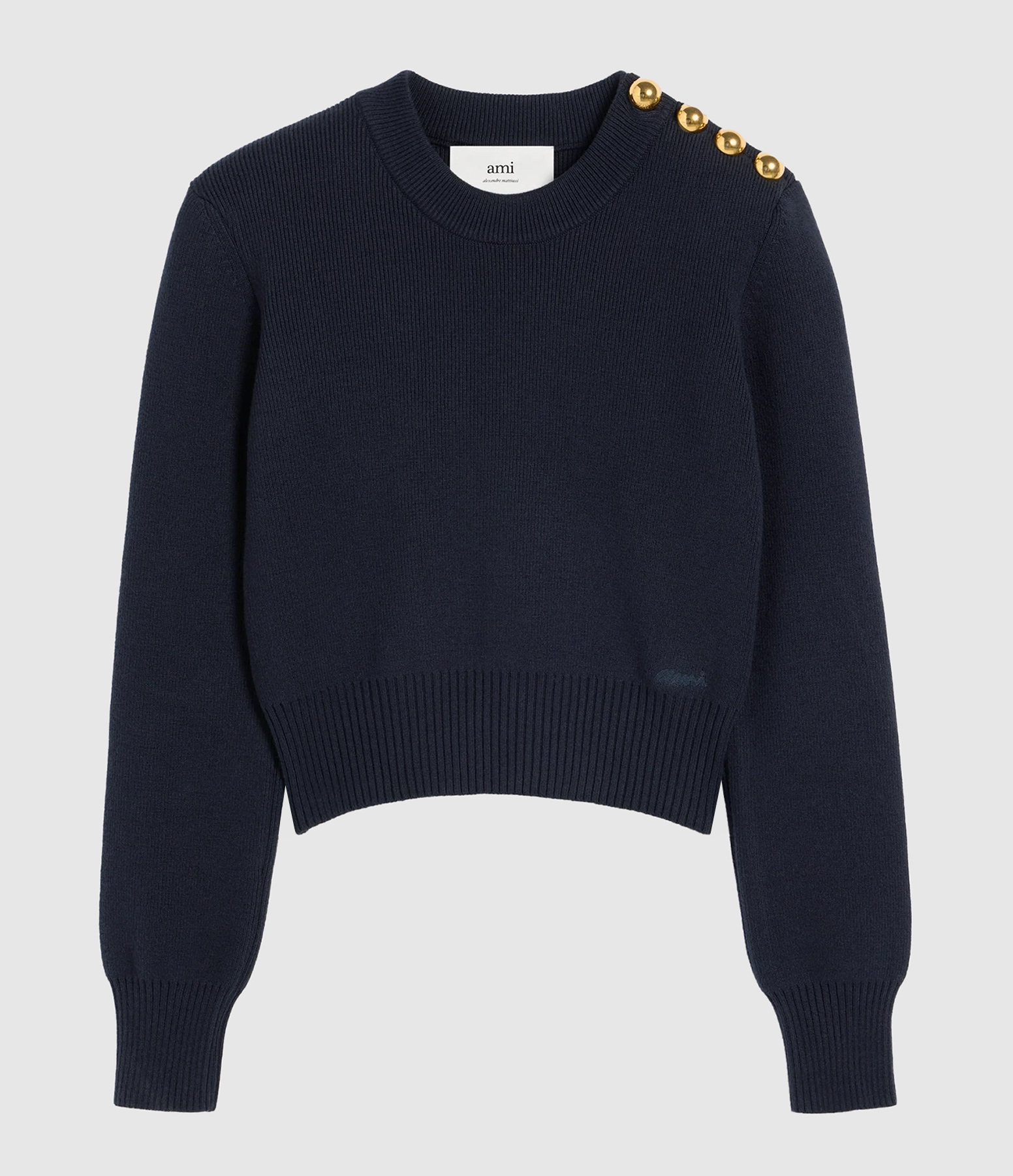 Pull Col Rond Marin Bleu