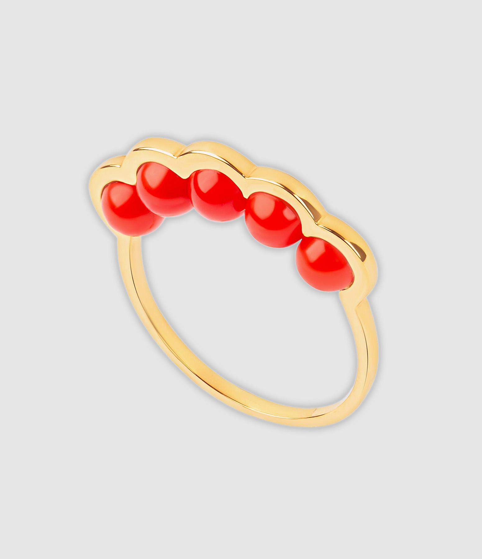 Bague Coco Beach Cinq Perles Corail Or Jaune