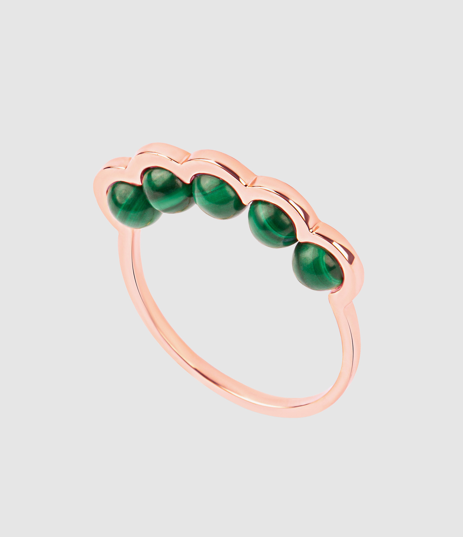 Bague Coco Beach Cinq Perles Malachites Or Rose