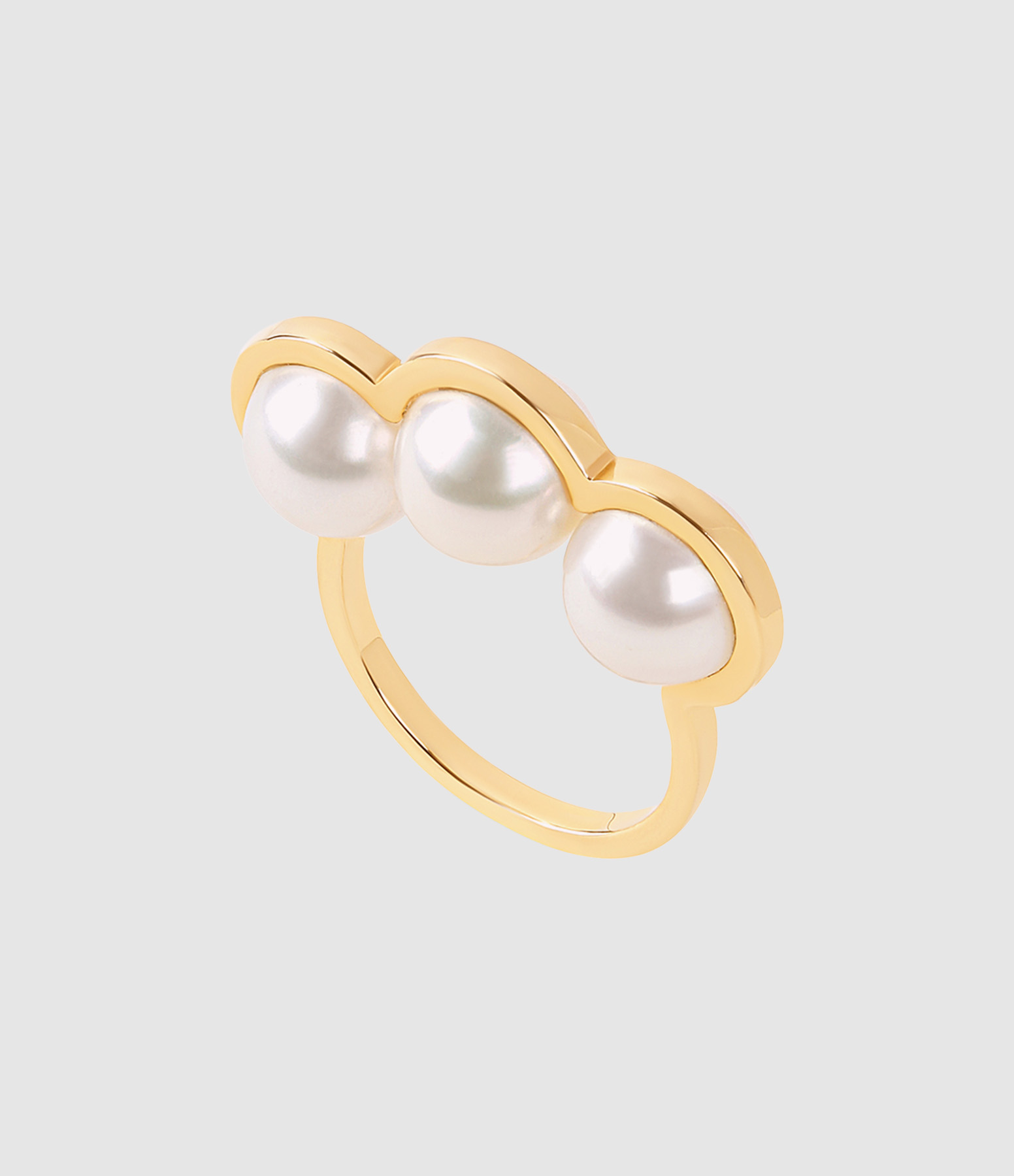 Bague Réserve Trois Perles de Culture Or Jaune