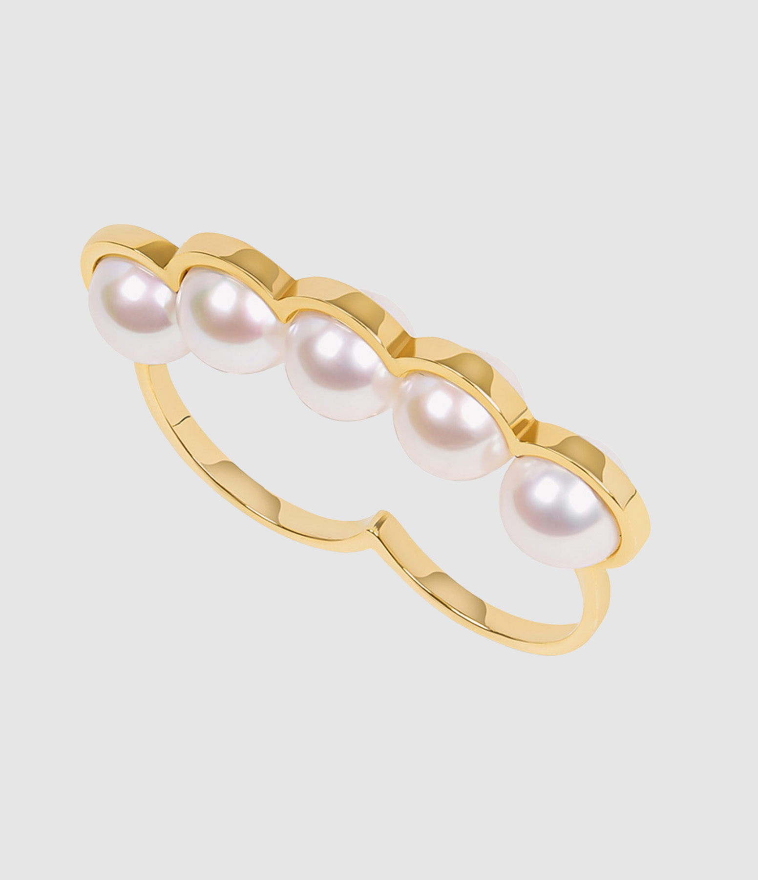 Bague Sporting Cinq Perles de Culture Or Jaune