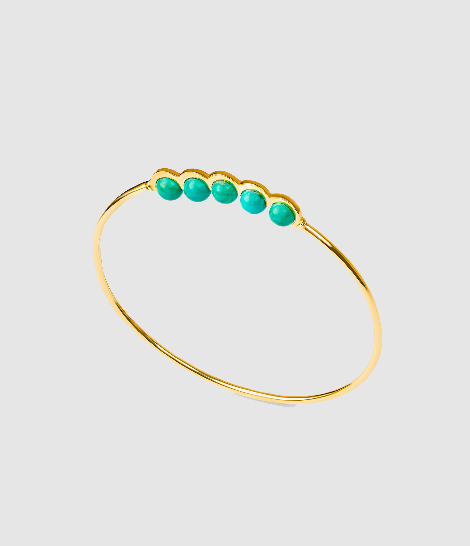 Jonc Coco Beach Cinq Perles Turquoises Or Jaune
