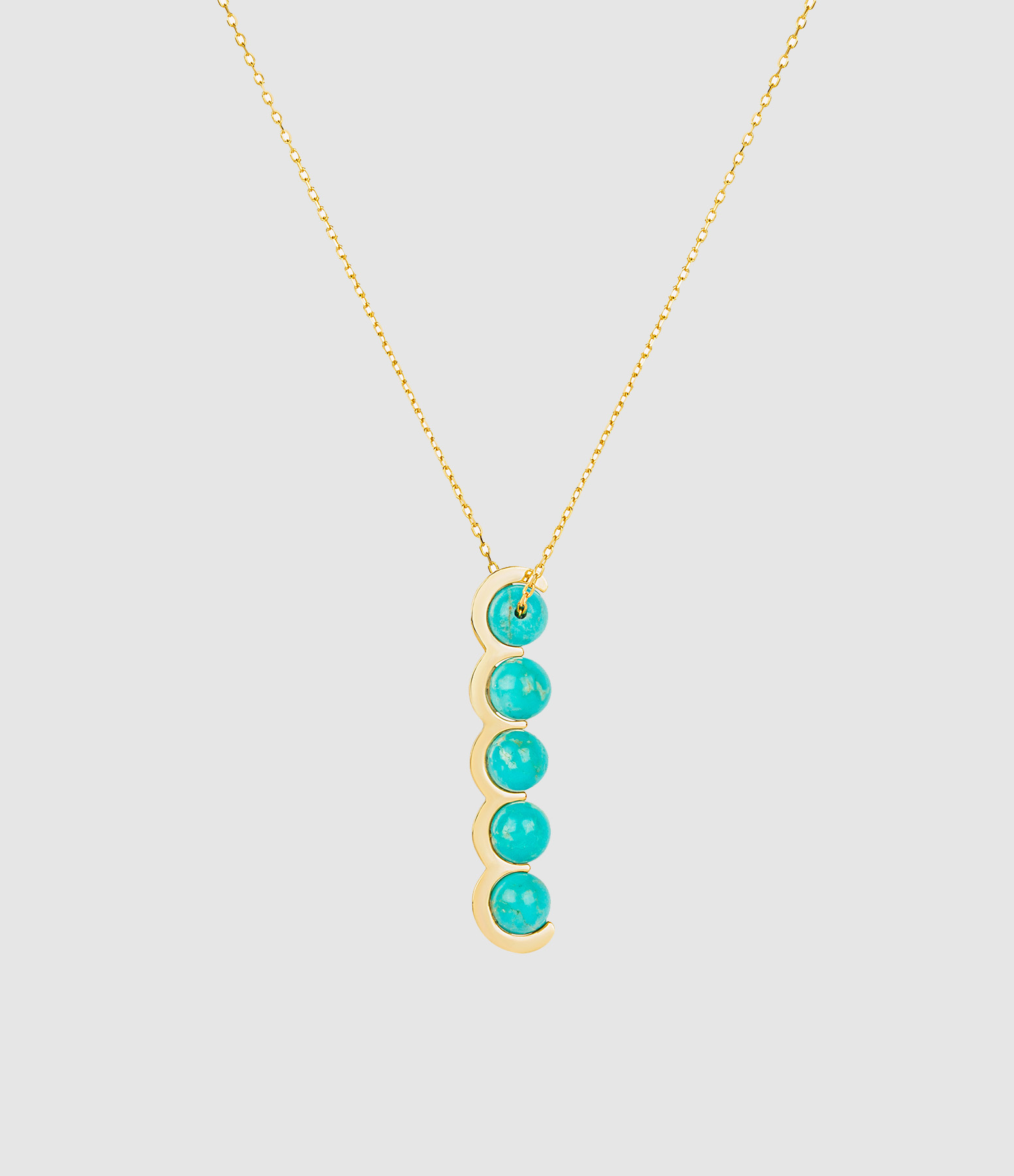Collier Coco Beach Cinq Perles Turquoises Or Jaune