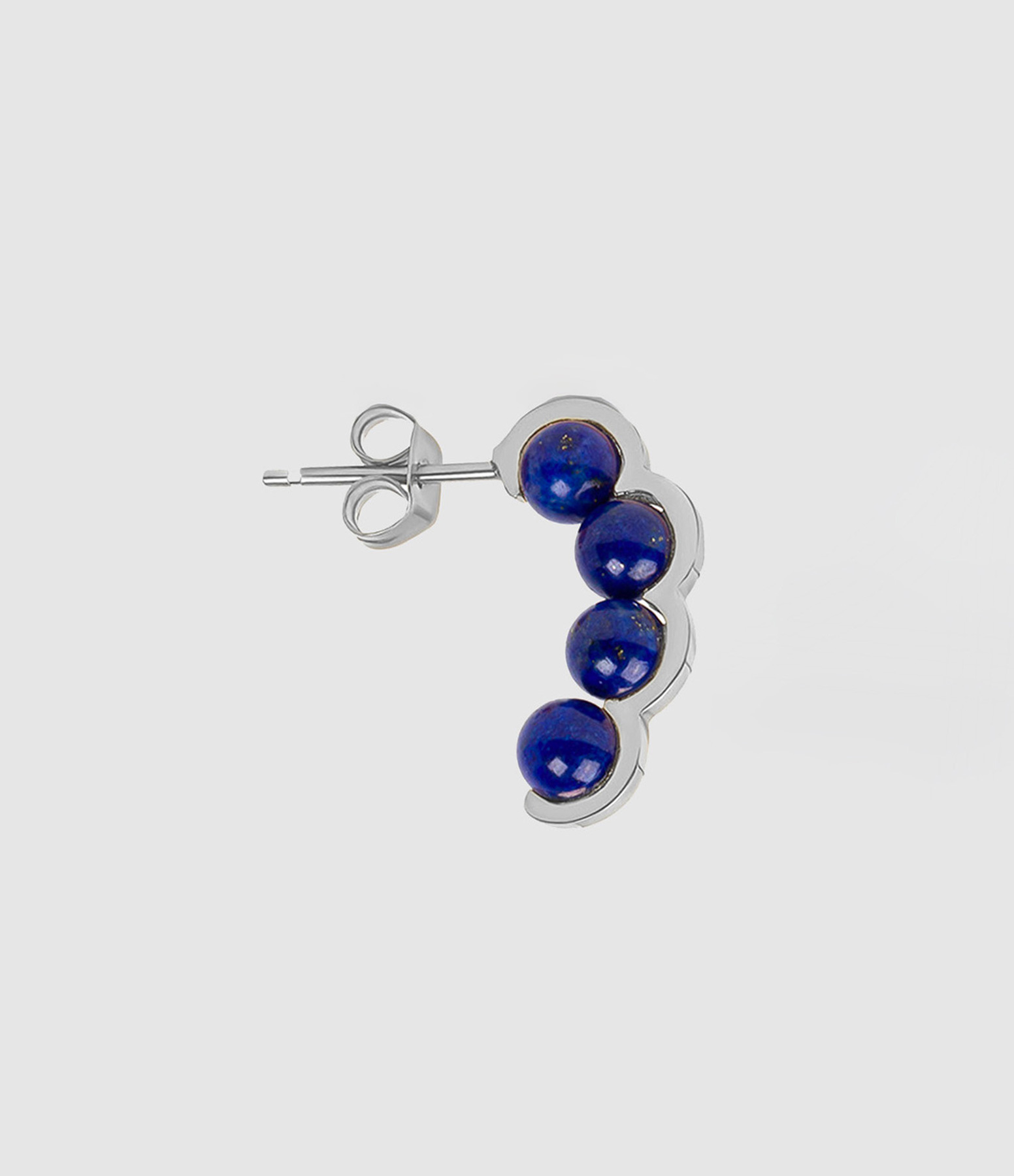 Boucle d'oreille Coco Beach Quatre Perles Lapis Lazuli Or Blanc (vendue à l'unité)
