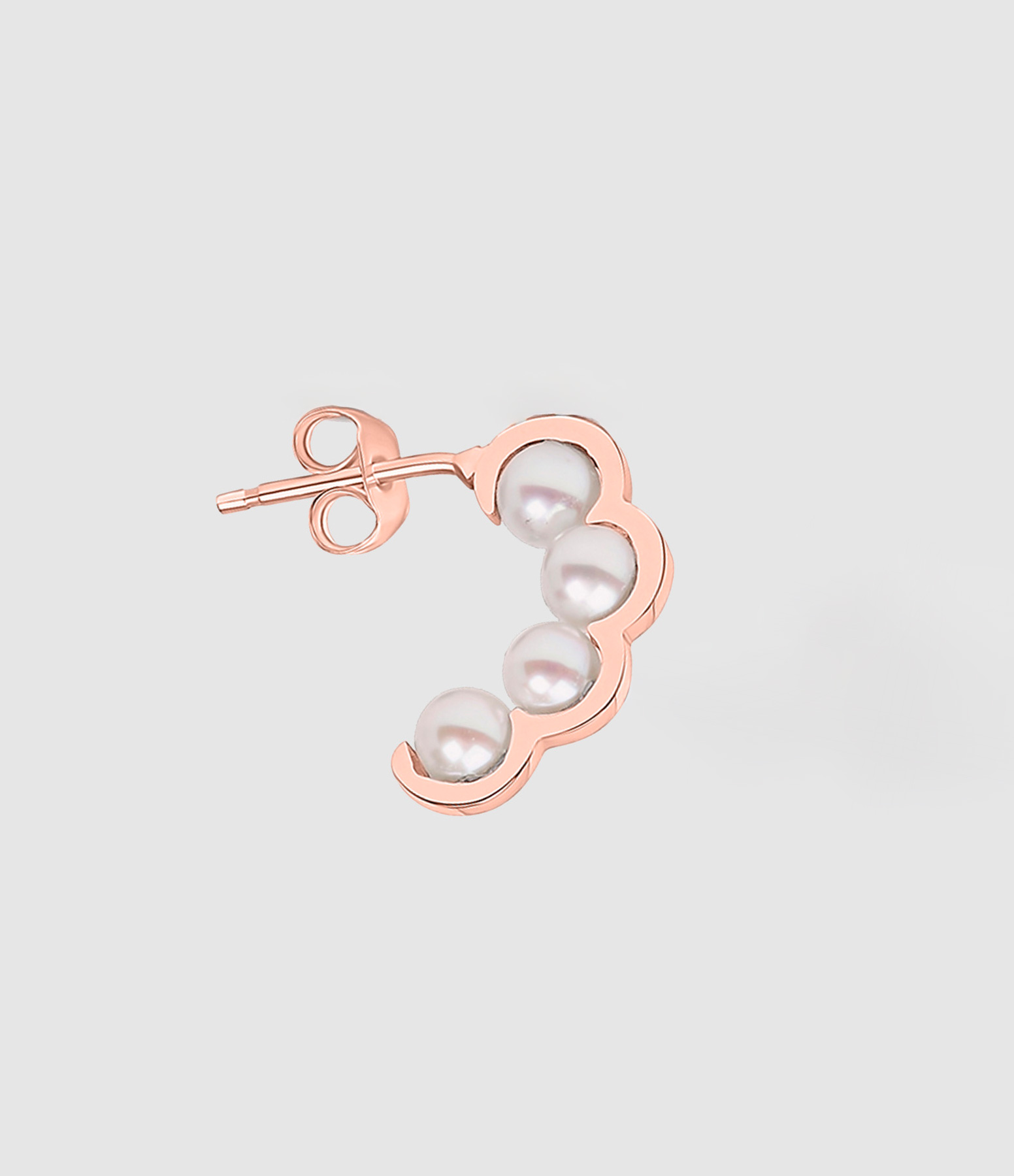 Boucle d'oreille Coco Beach Quatre Perles de Culture Or Rose (vendue à l'unité)