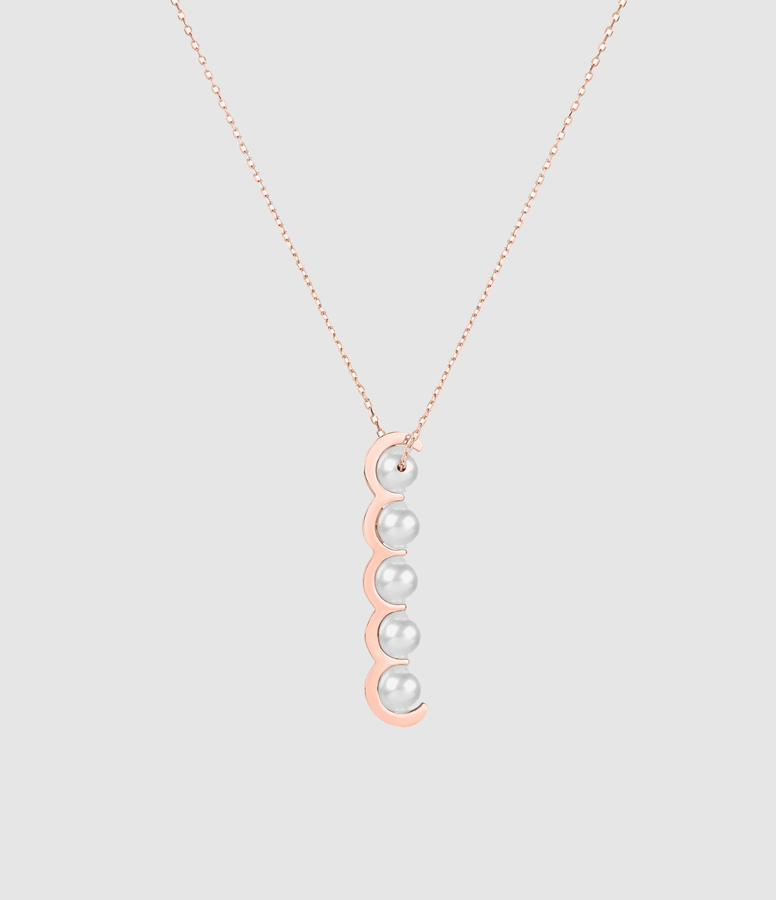 Collier Coco Beach Cinq Perles de Culture Or Rose