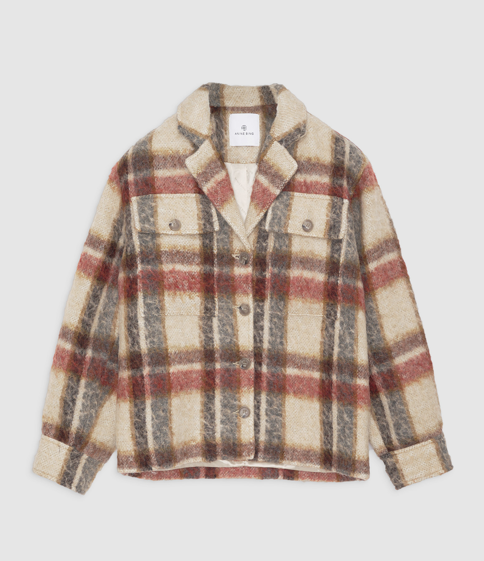 Veste Flynn Laine Carreaux Beige