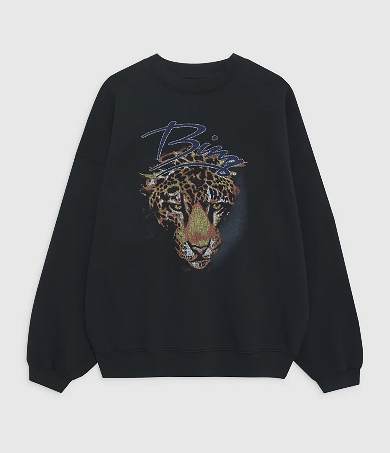 Sweatshirt Harvey Crew Léopard Coton Noir