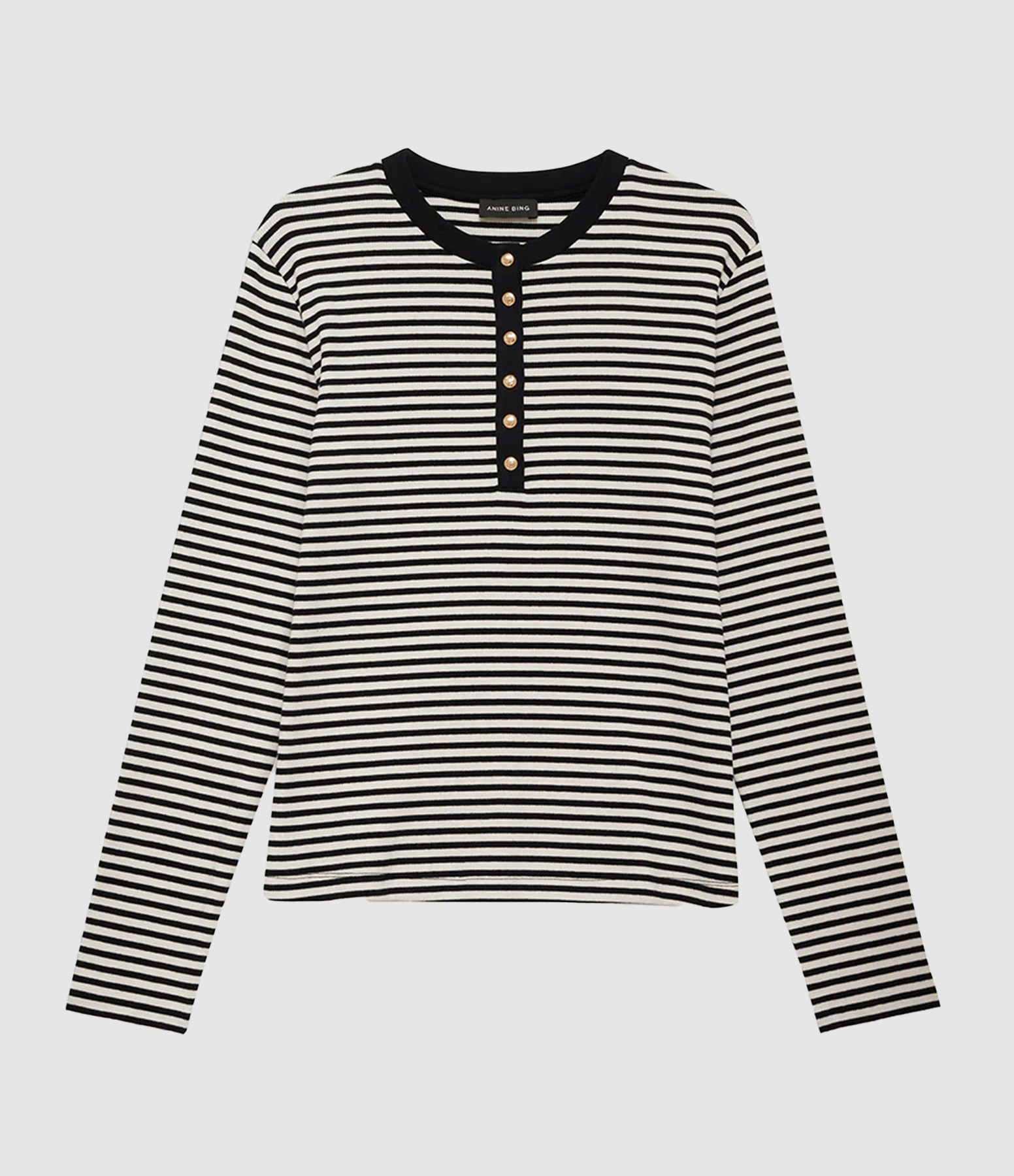 Top Alessia Long Sleeve Cream And Black Stripe