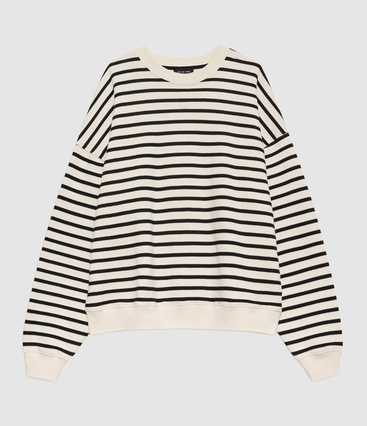 Sweatshirt Dean Stripe French Terry White/Black