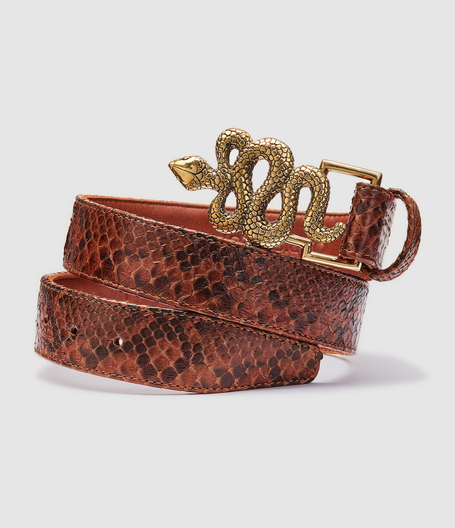 Ceinture femme serpent avec doublure croûte de cuir à rivetés, CAPUCINA