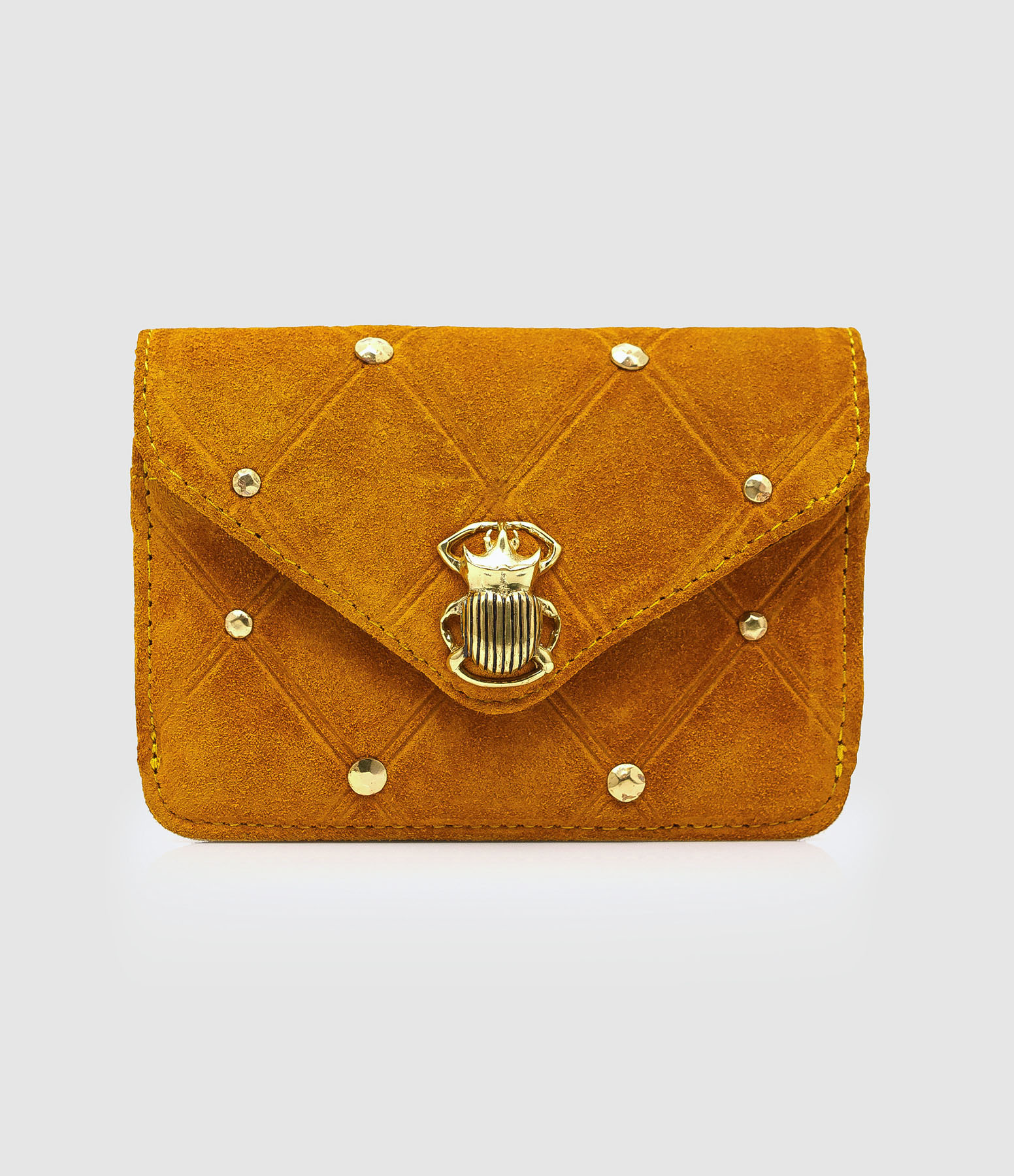 Porte-cartes Alex Cuir Ambre Cloutée