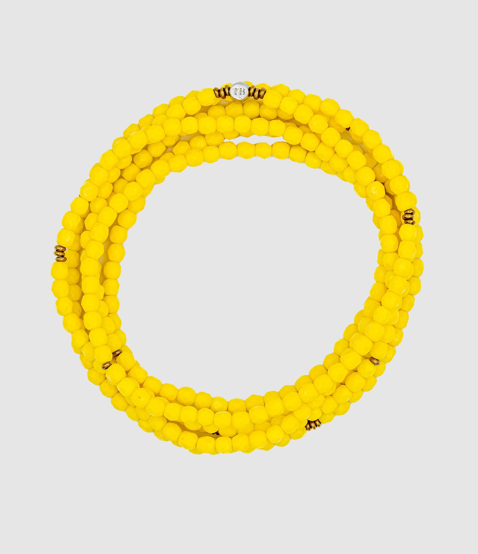 Collier Et Bracelet 6 Tours Anne Jaune Néon 103 cm