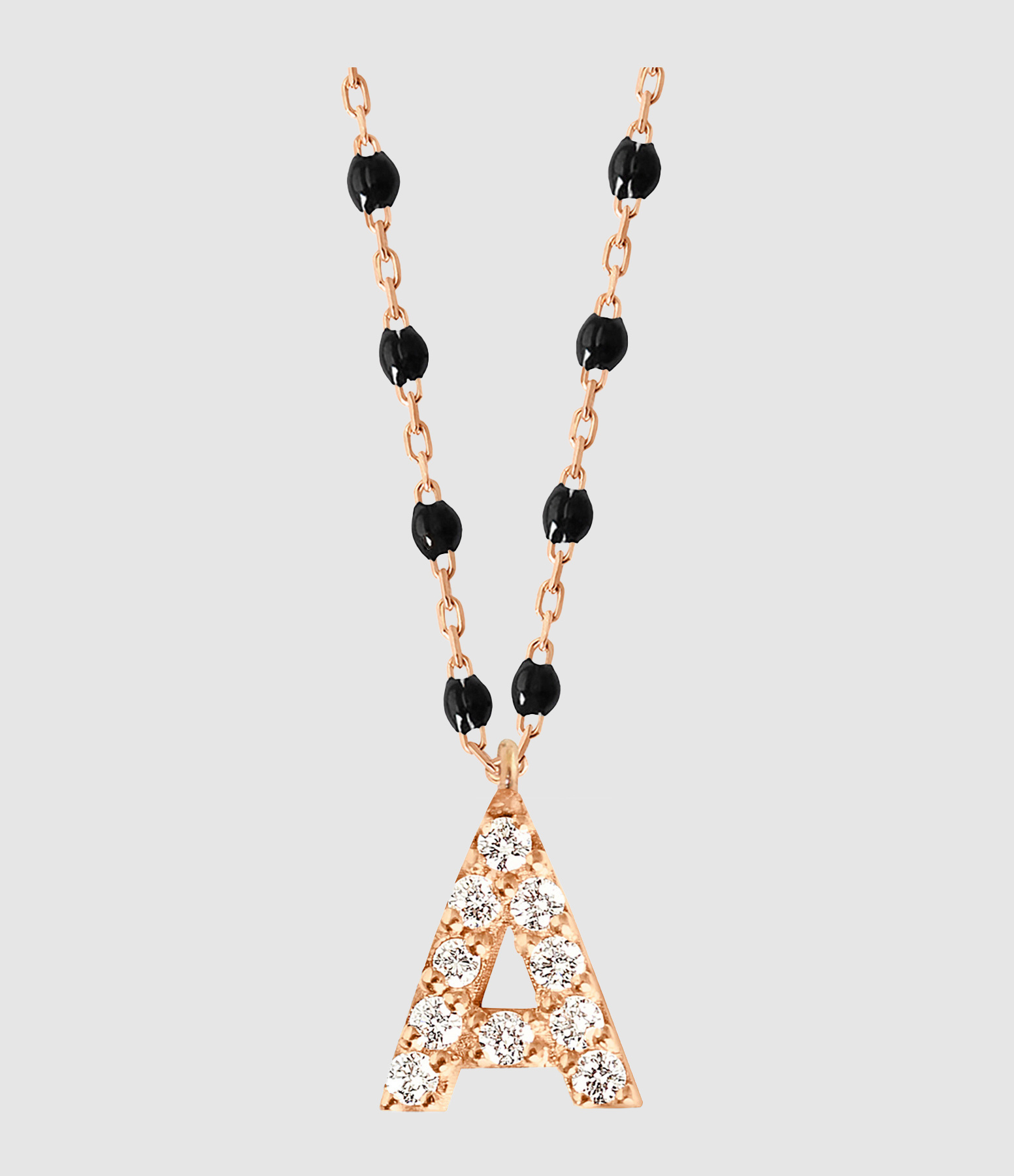 Collier Lucky Letter Résine Or Rose, 42 cm