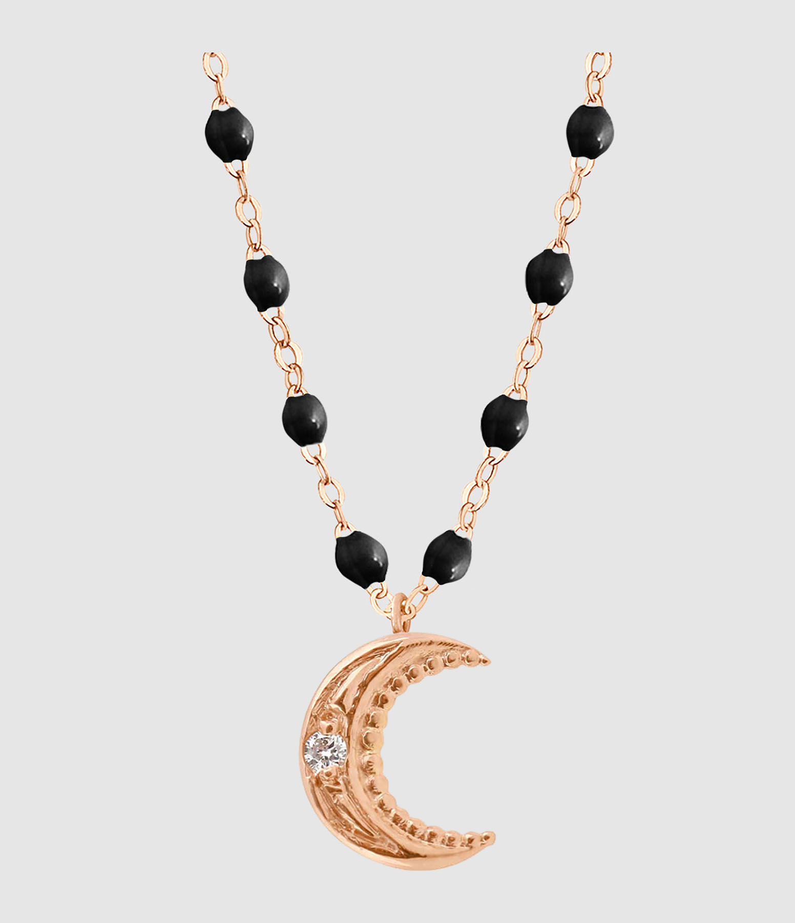 Collier Lune Diamant Mini Résine Or