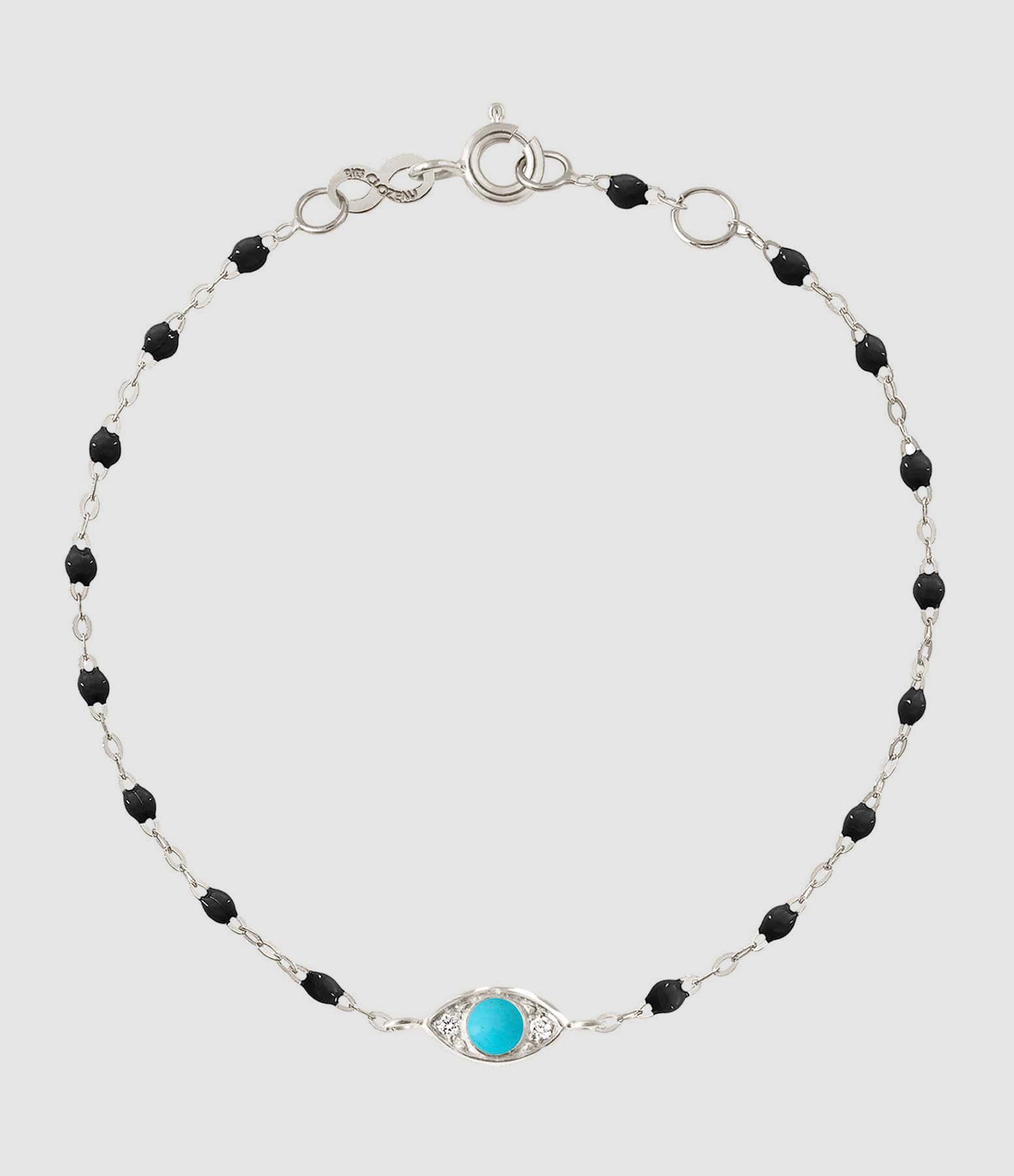 Bracelet Eye Diamants Turquoise Résine Or Blanc