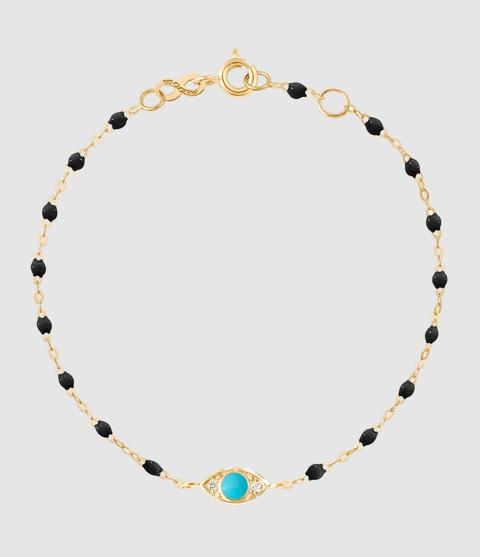 Bracelet Eye Diamants Turquoise Résine Or Jaune