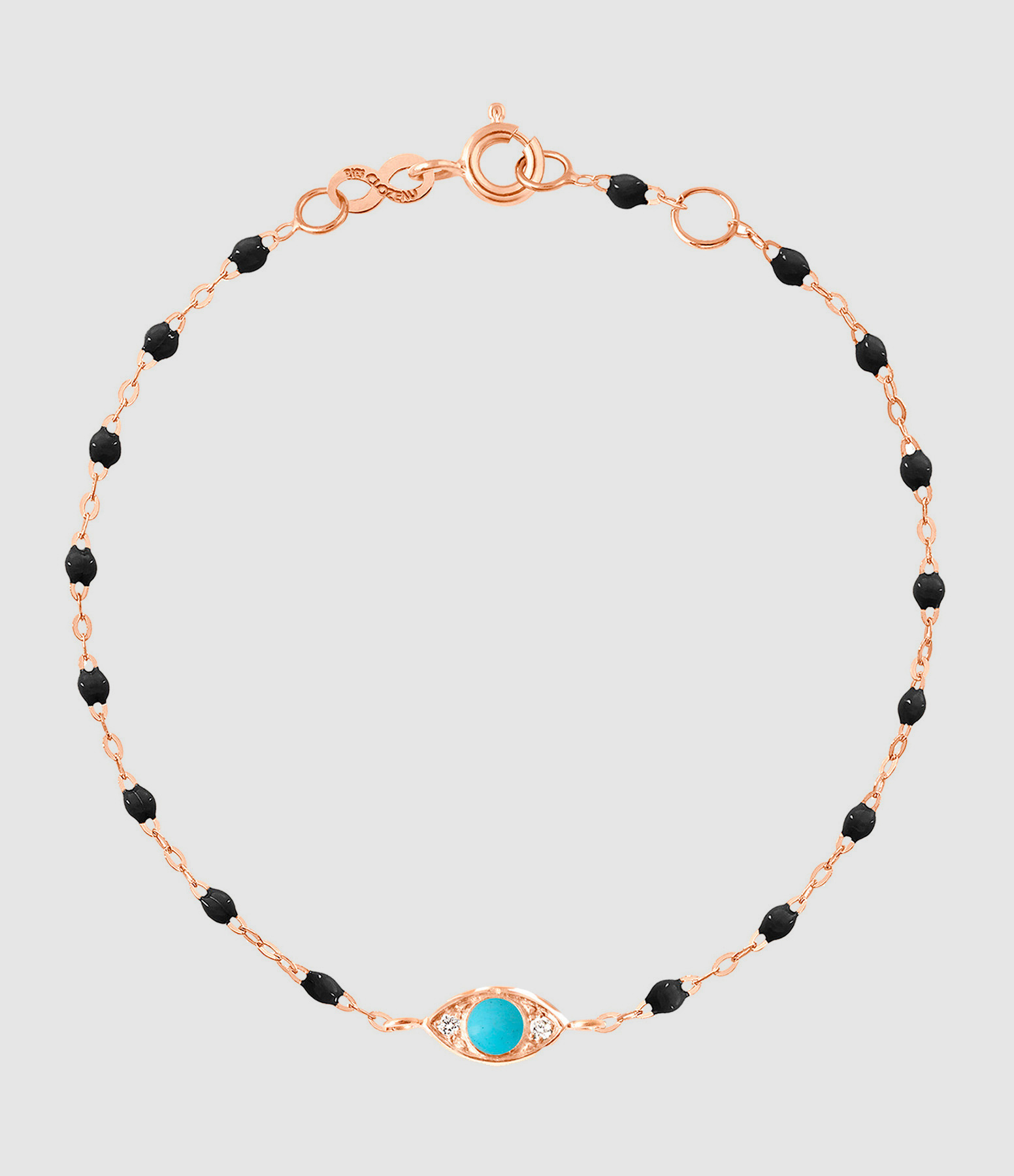 Bracelet Eye Diamants Turquoise Résine Or Rose