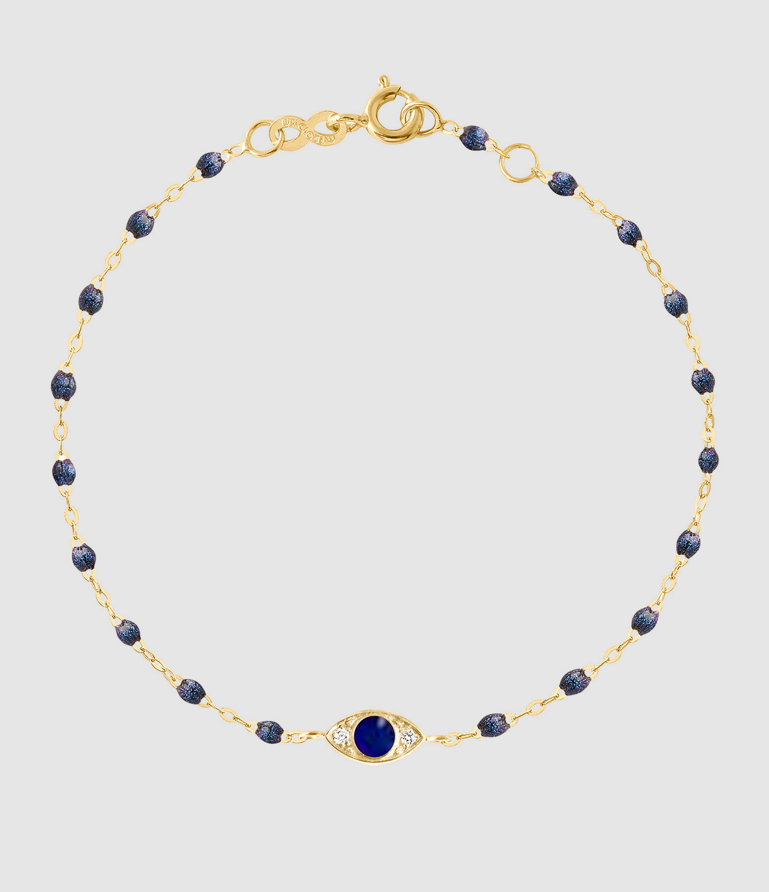 Bracelet Eye Diamants Bleu de Prusse Résine Or Jaune