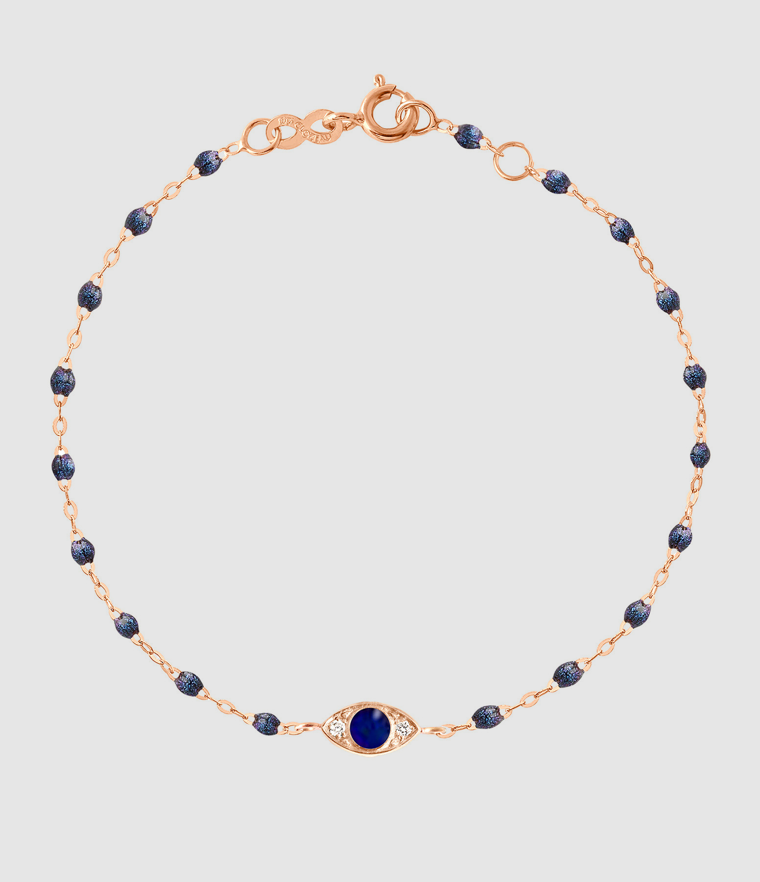 Bracelet Eye Diamants Bleu de Prusse Résine Or Rose