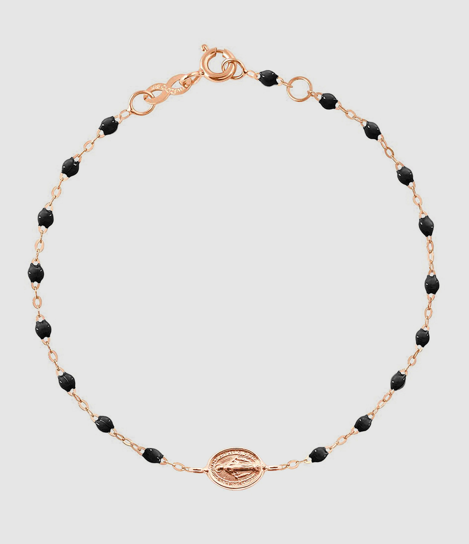 Bracelet Perles Resine Medaille Or rose
