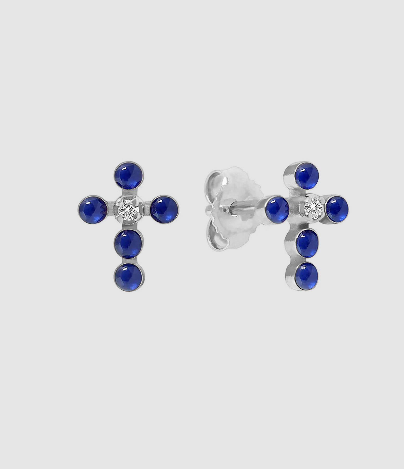 Boucles d'oreilles Croix Perlée Diamant Résine Or Blanc