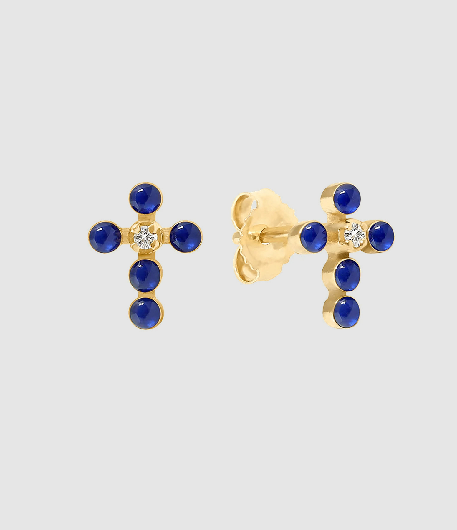 Boucles d'oreilles Croix Perlée Diamant Résine Or Jaune