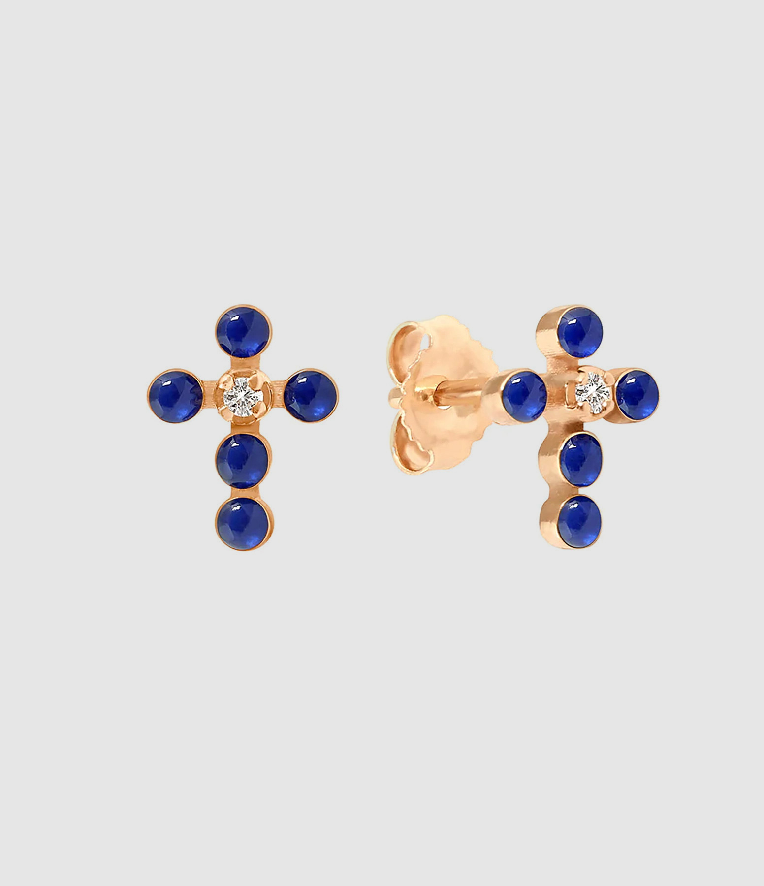 Boucles d'oreilles Croix Perlée Diamant Résine Or Rose