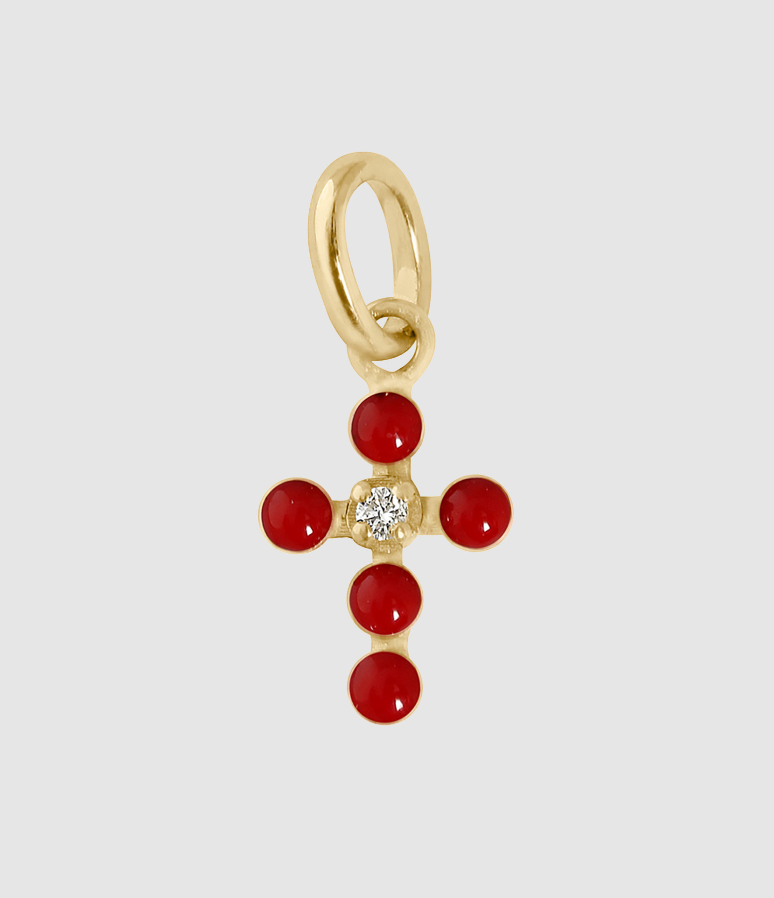 Pendentif Croix Perlée Diamant Résine Or Jaune