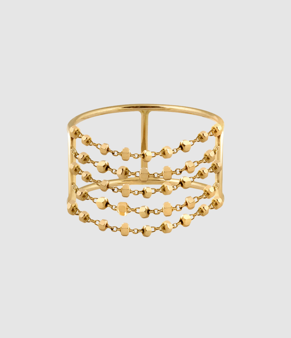 Bague Diamantée 5 Chaînes Or Jaune