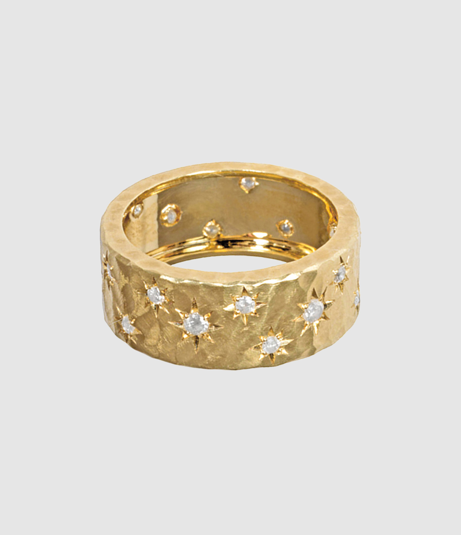 Bague Soleil Martelée 9 Carats Or Jaune