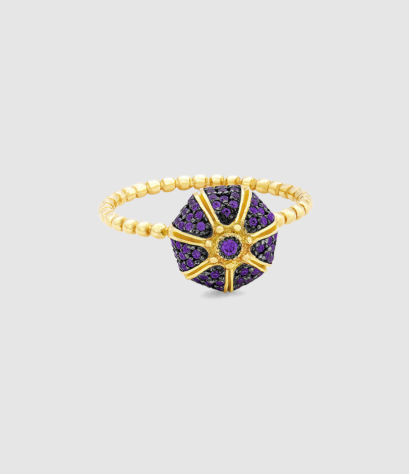 Bague Oursin Mini Tanzanites Or Jaune