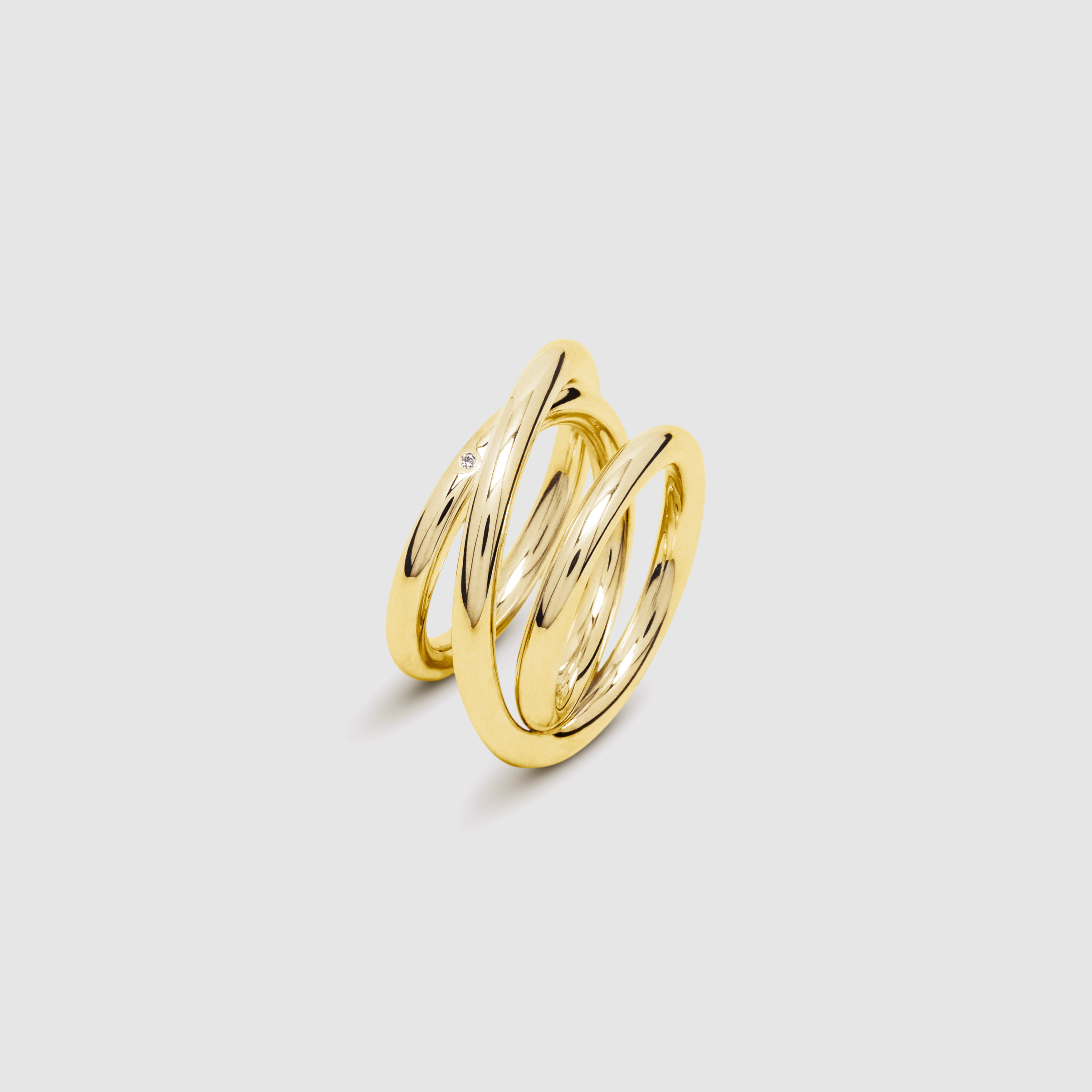 Bague Triple Spirale 3.0 Vermeil Et Diamants