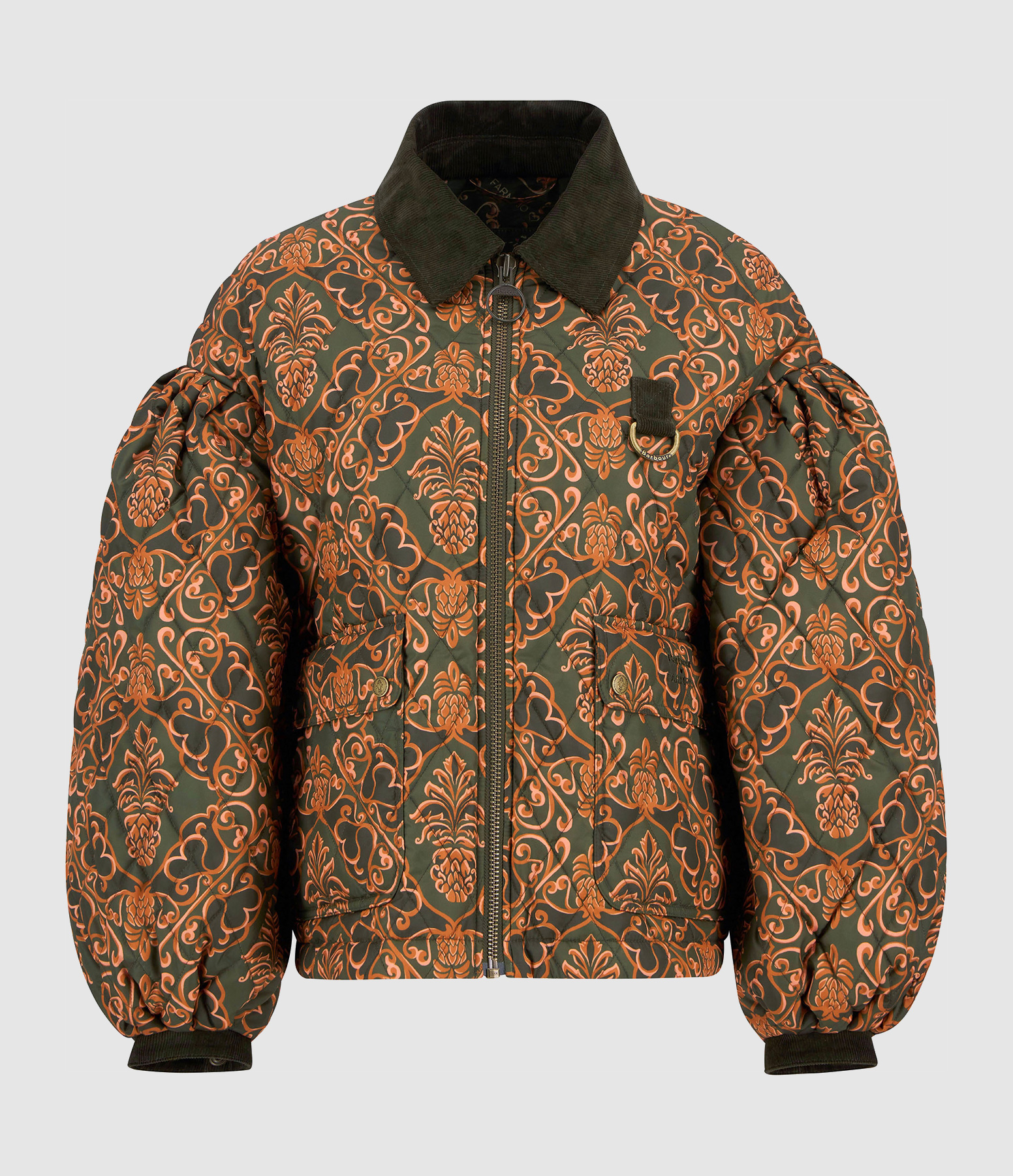 Blouson Luisa Quilt Pineapple Green Heart Pri, Collaboration Barbour x Farm Rio