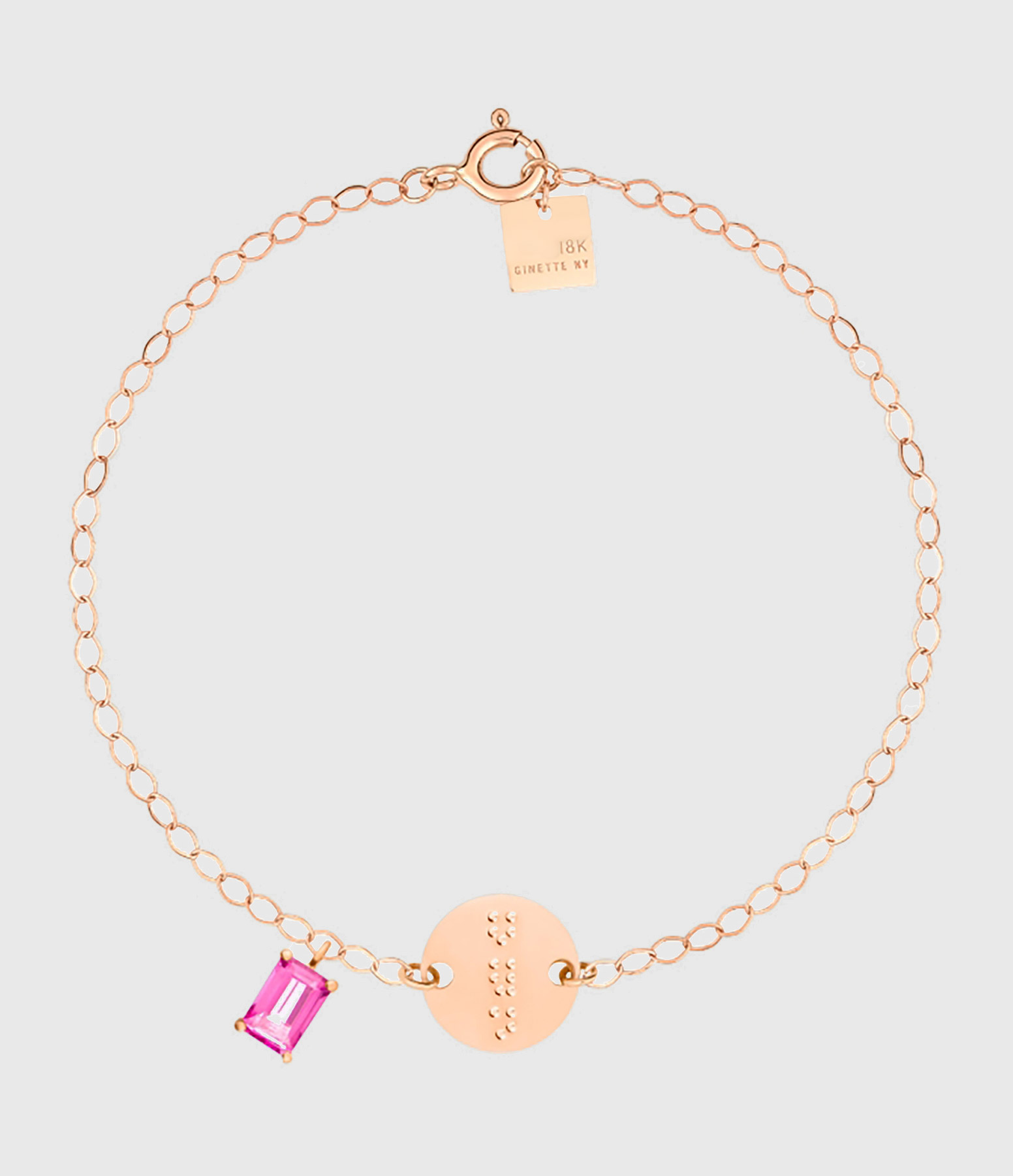 Bracelet Braille Topaze Rose Or Rose