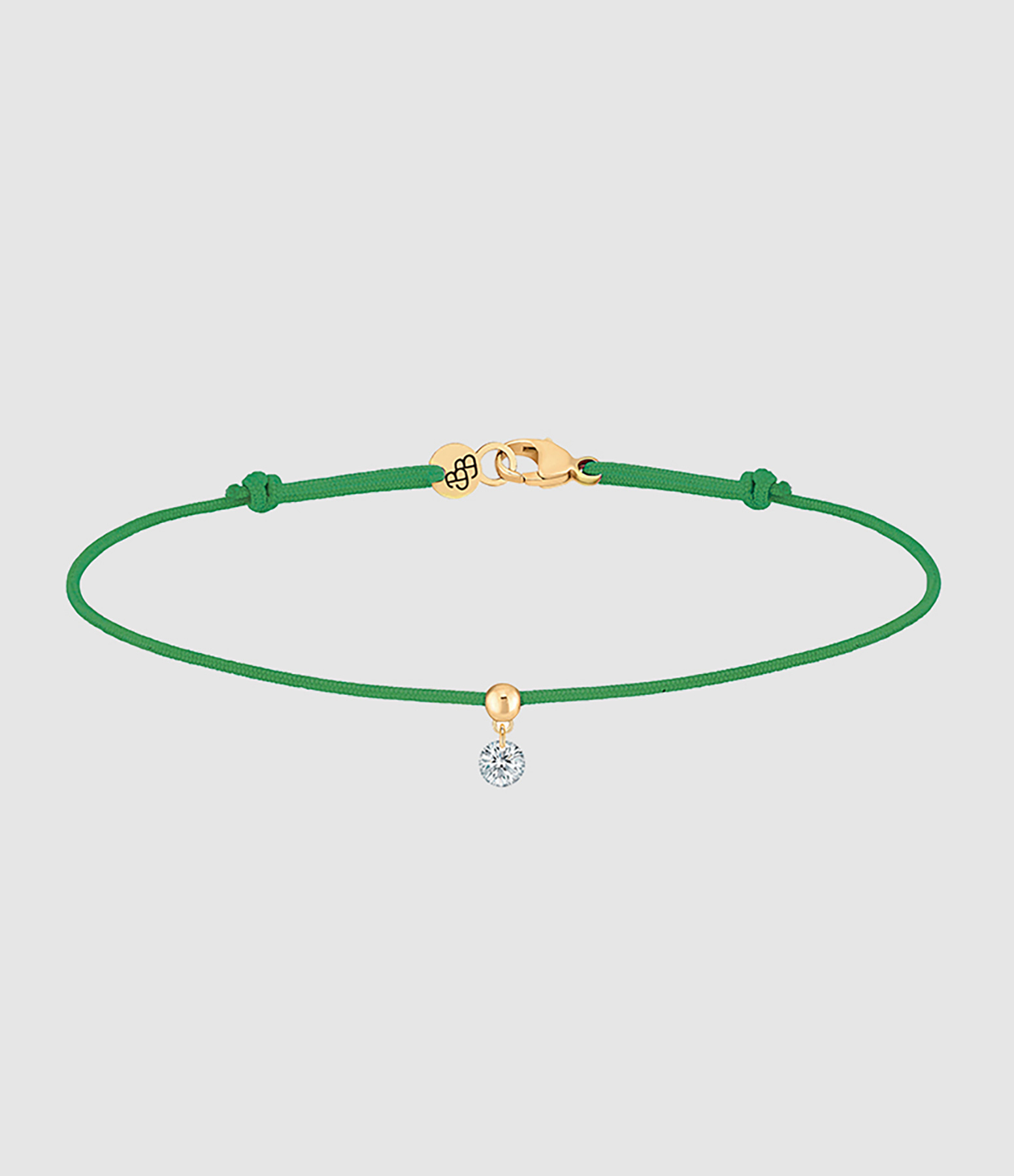 Bracelet BB Cordon Vert Or Jaune Diamant Brillant