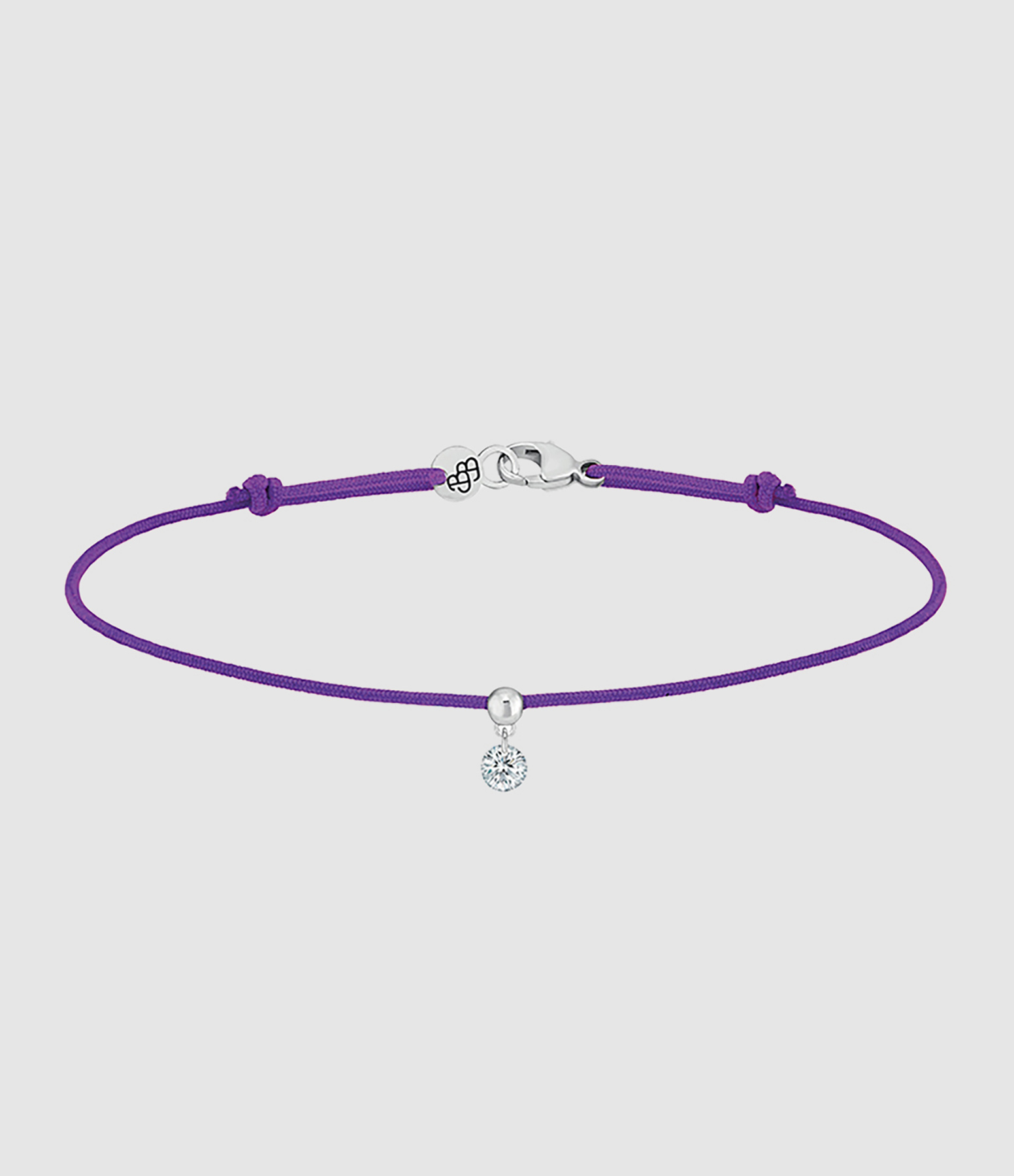 Bracelet BB Cordon Violet Or Blanc Diamant Brillant