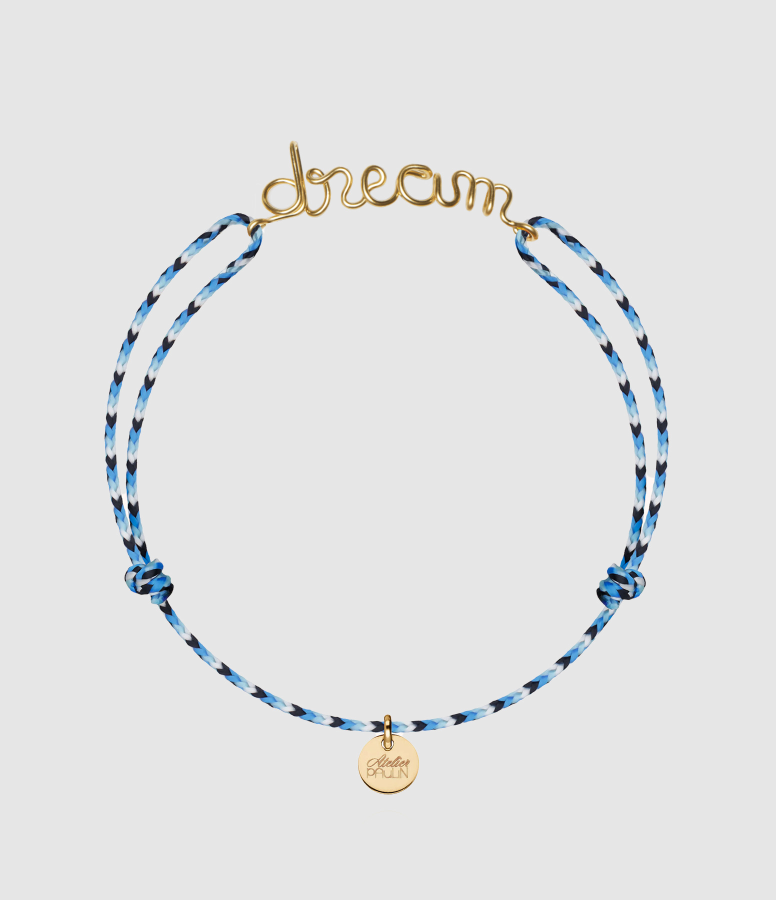 Bracelet Cordon Slim Knot Dream Gold Filled Bleu