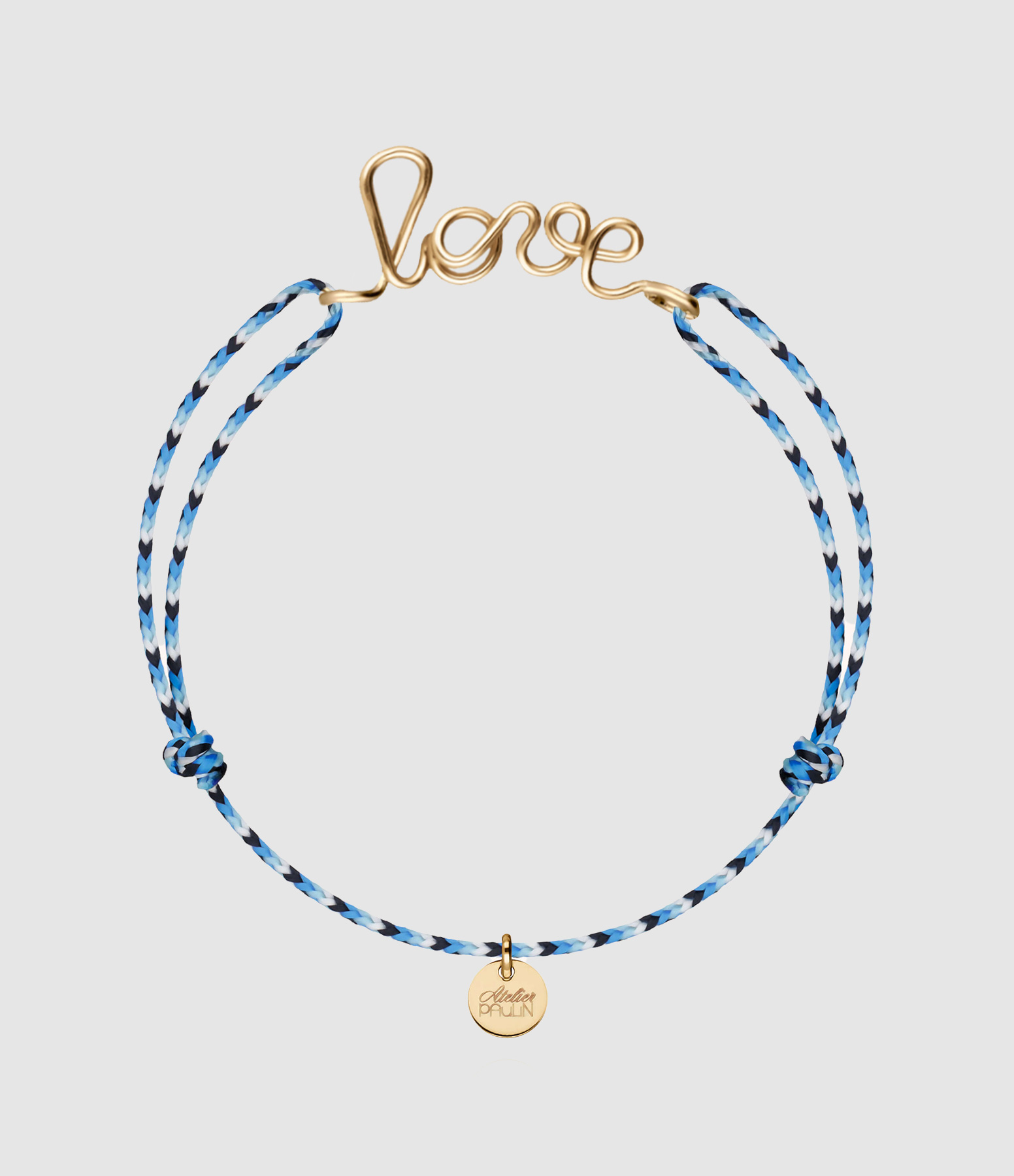 Bracelet Cordon Slim Knot Love Gold Filled Bleu