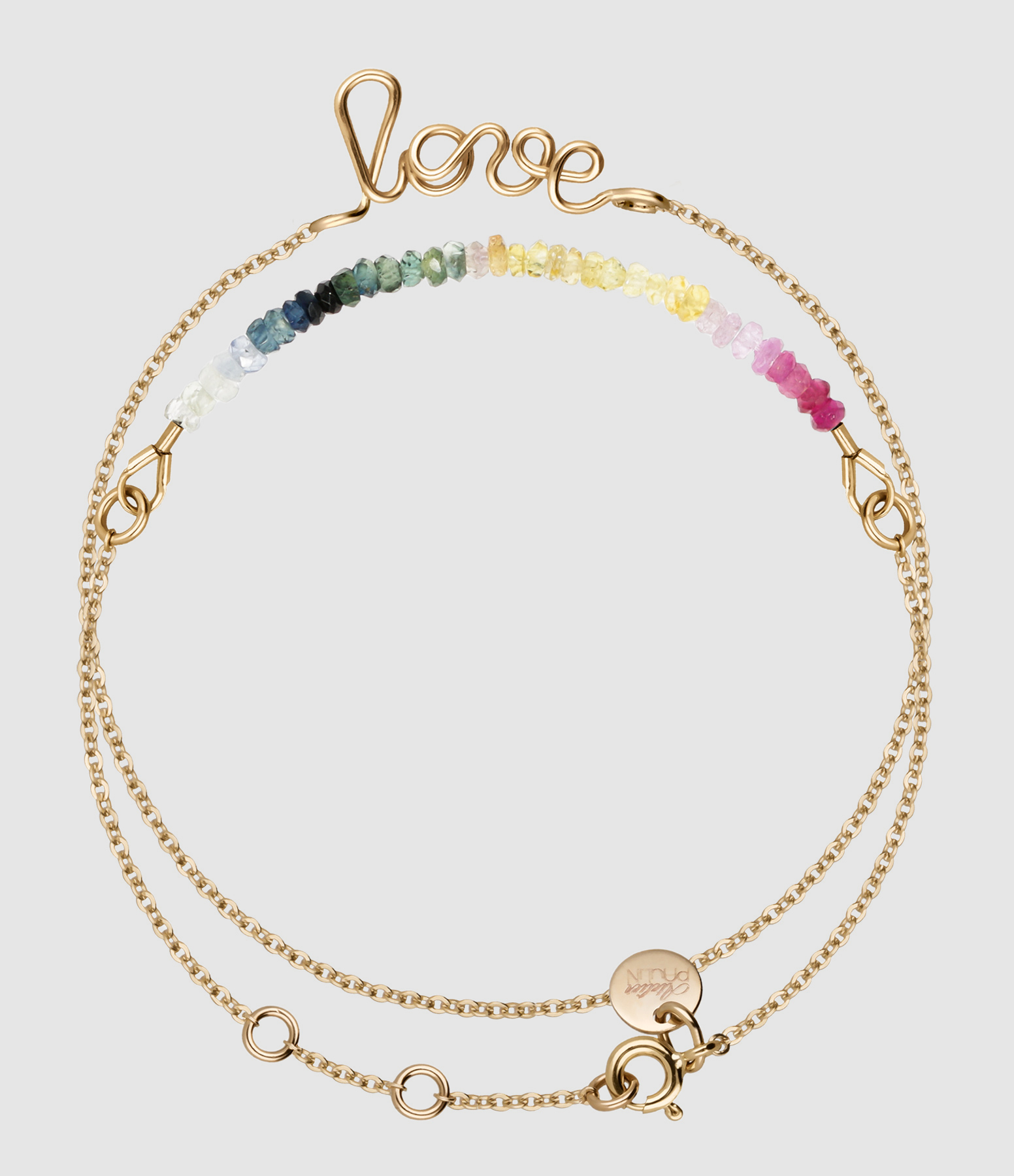 Bracelet Double Saphir Rainbow Love Gold Filled