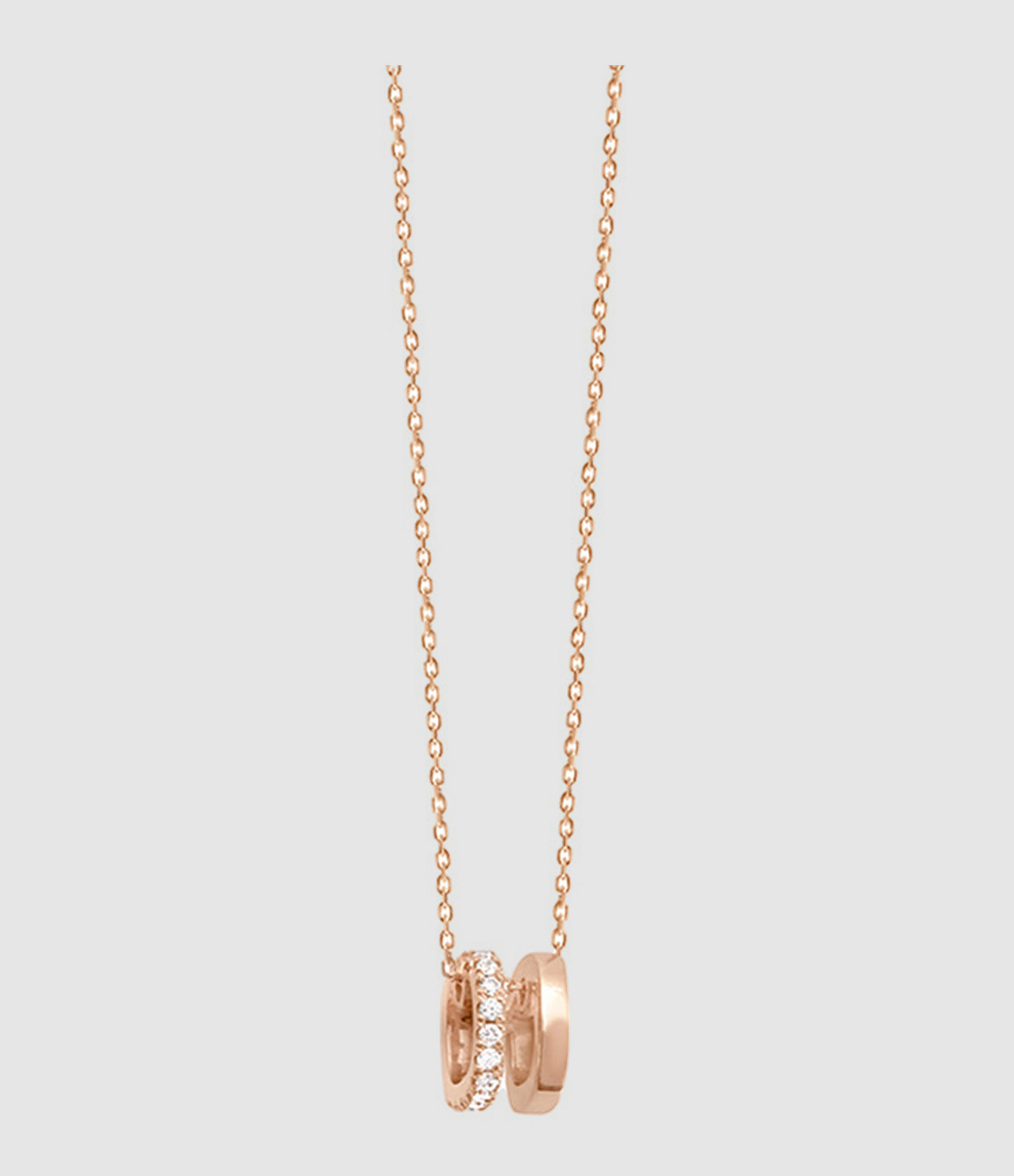 Collier Charlie Double Semi-Pavée Diamants Or Rose 