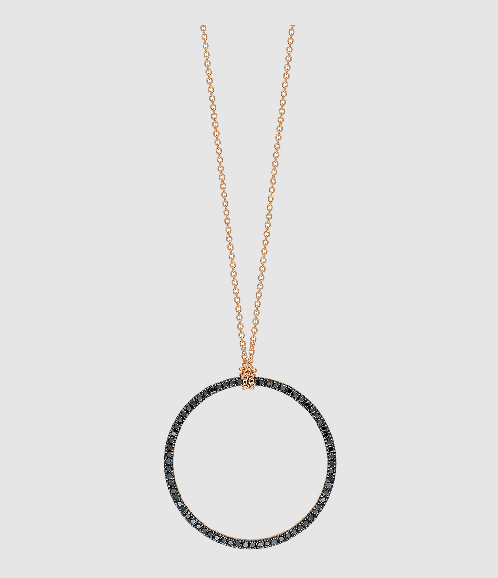 Collier Circles Baby Or Rose Diamants Noirs