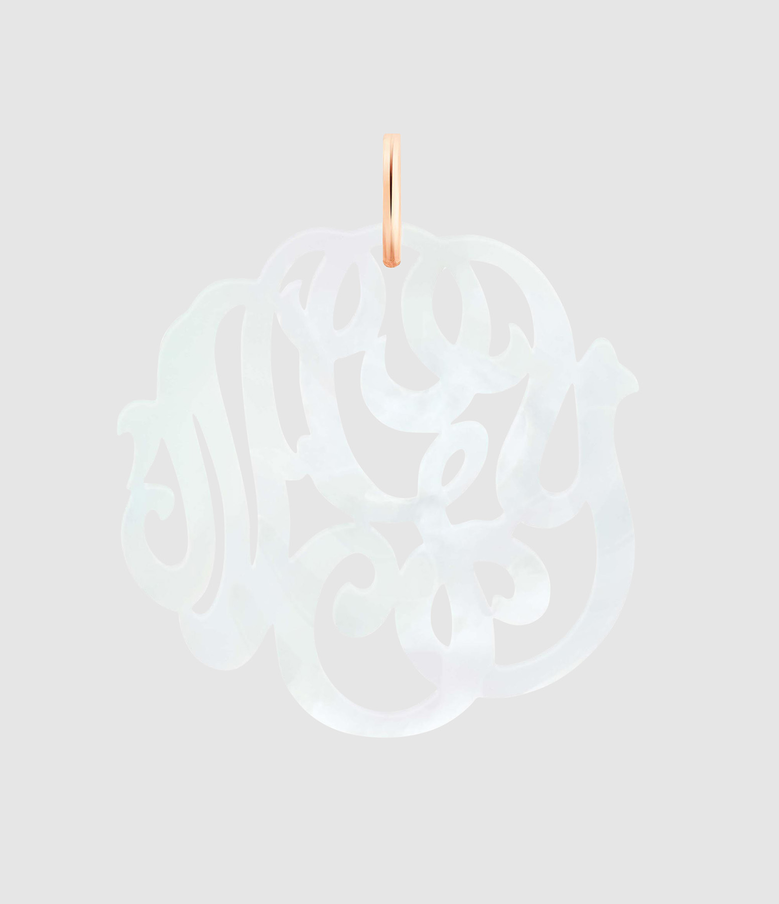 Pendentif Monogram Nacre Blanche Or Rose