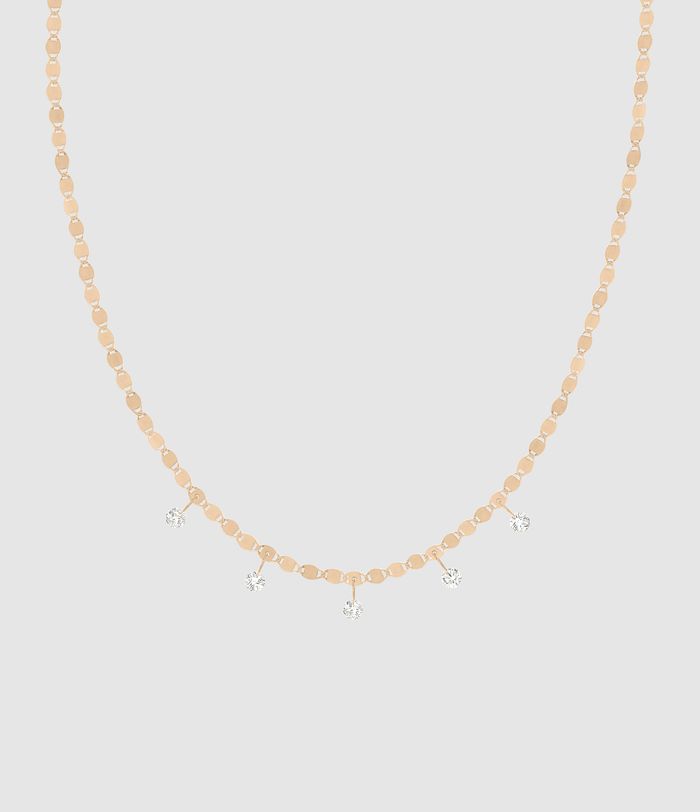 Collier Skin Tattoo M Or Rose, 42cm, 5 Diamants