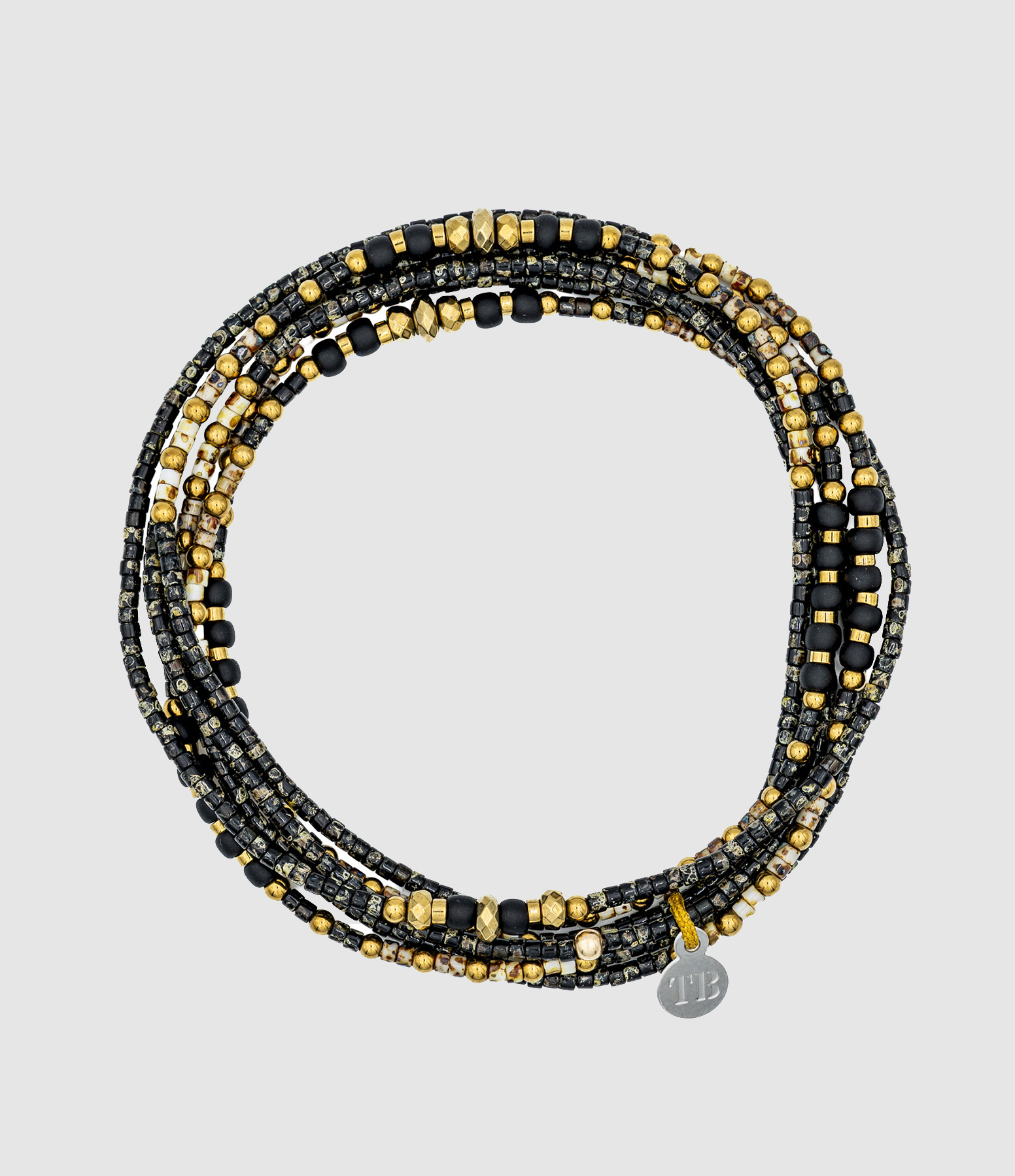 Collier Et Bracelet 6 Tours Eagle Slim 6 Noir Rock 103cm, Capsule Véronika Loubry