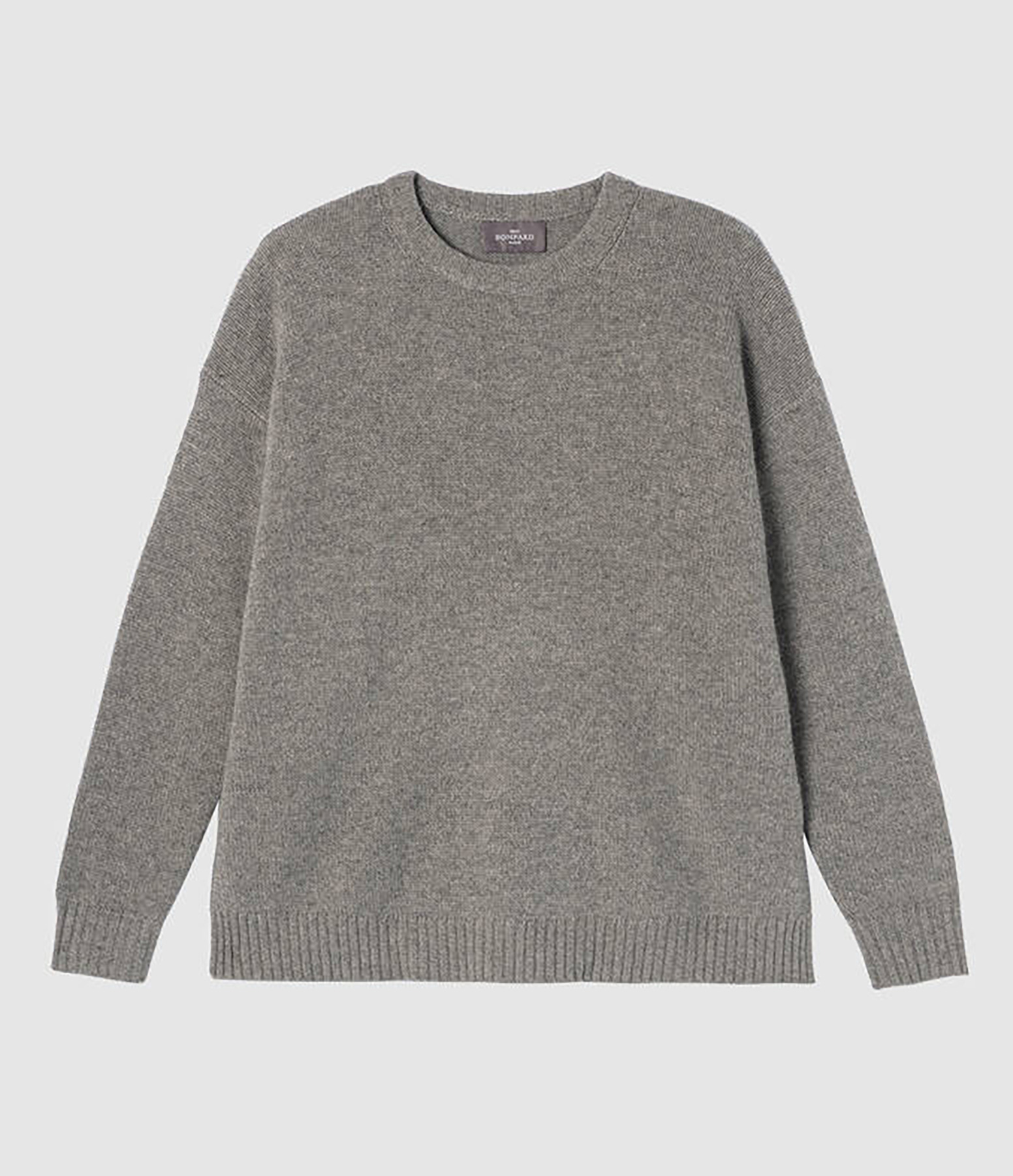 Pull Col Rond Cachemire Gris Météorite